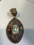 18ct Gold and Sterling Silver Green Amethyst Pendant