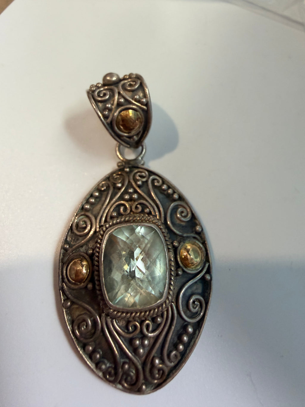 Mother of Pearl Sterling Silver Peridot and Amethyst Necklace