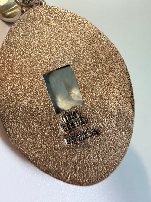 18ct Gold and Sterling Silver Green Amethyst Pendant
