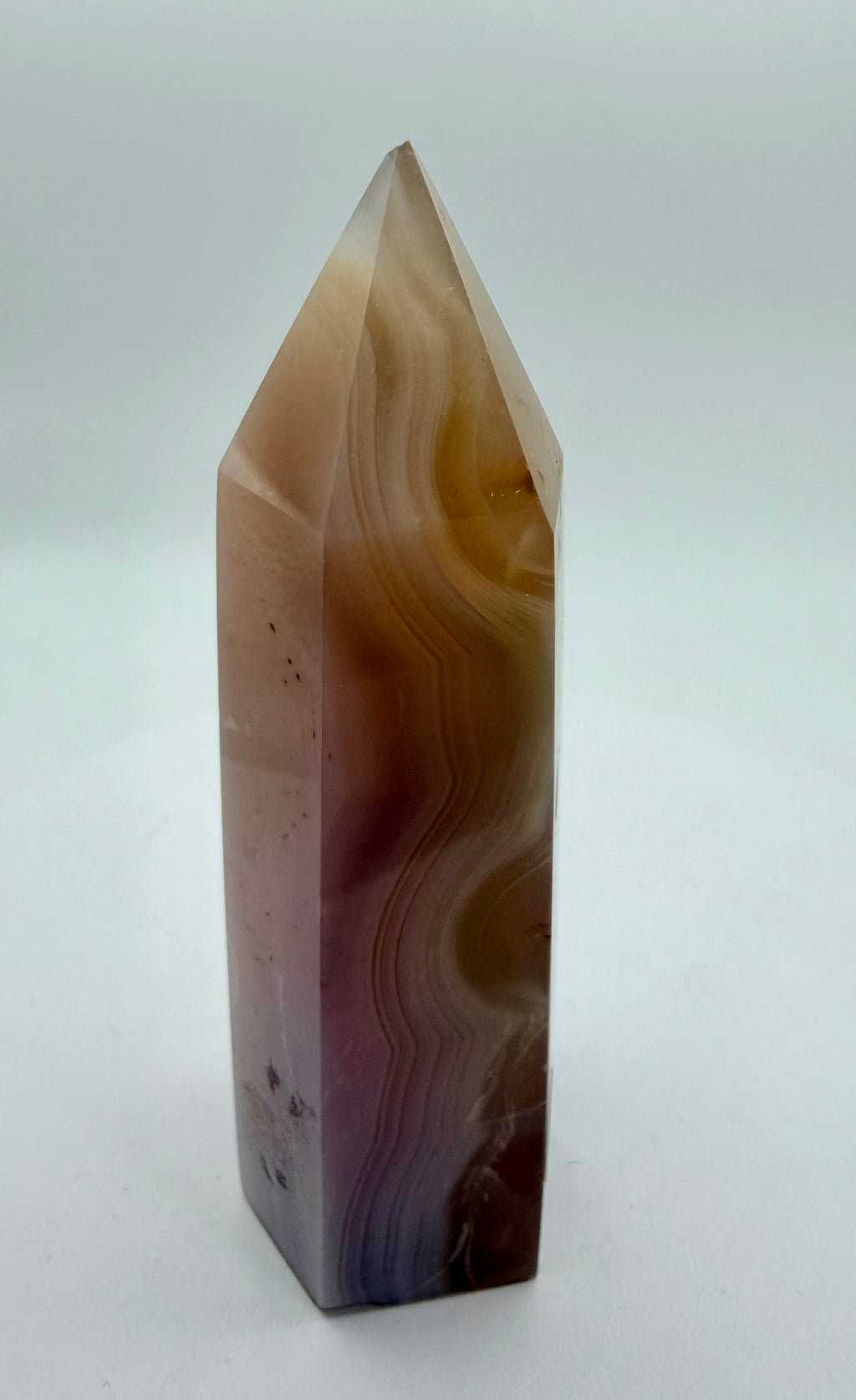 Natural Jelly Agate Tower | Pale Pink with Banding | 127g
