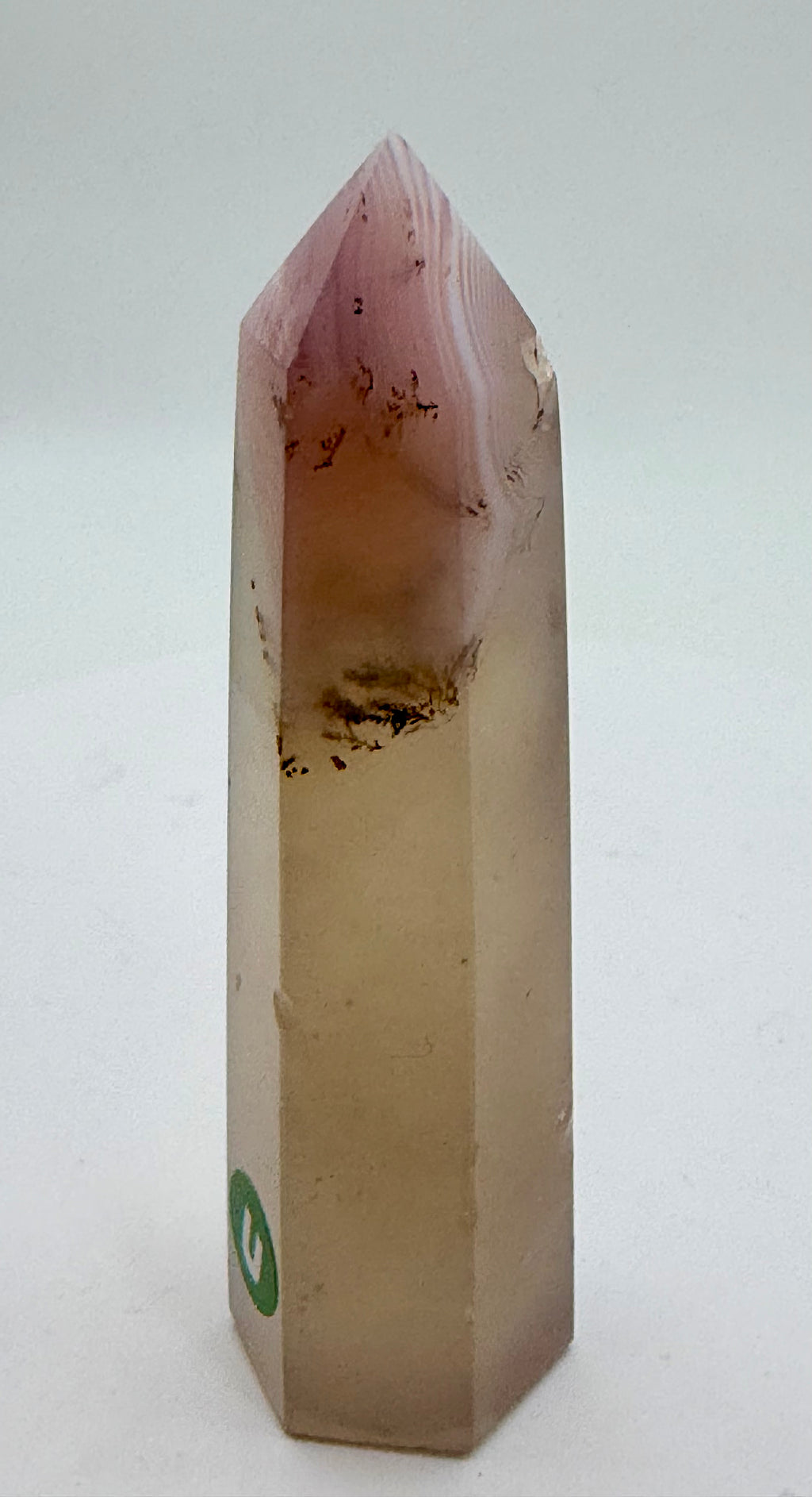 Natural Jelly Agate Tower | Pale Pink with Banding | 52g