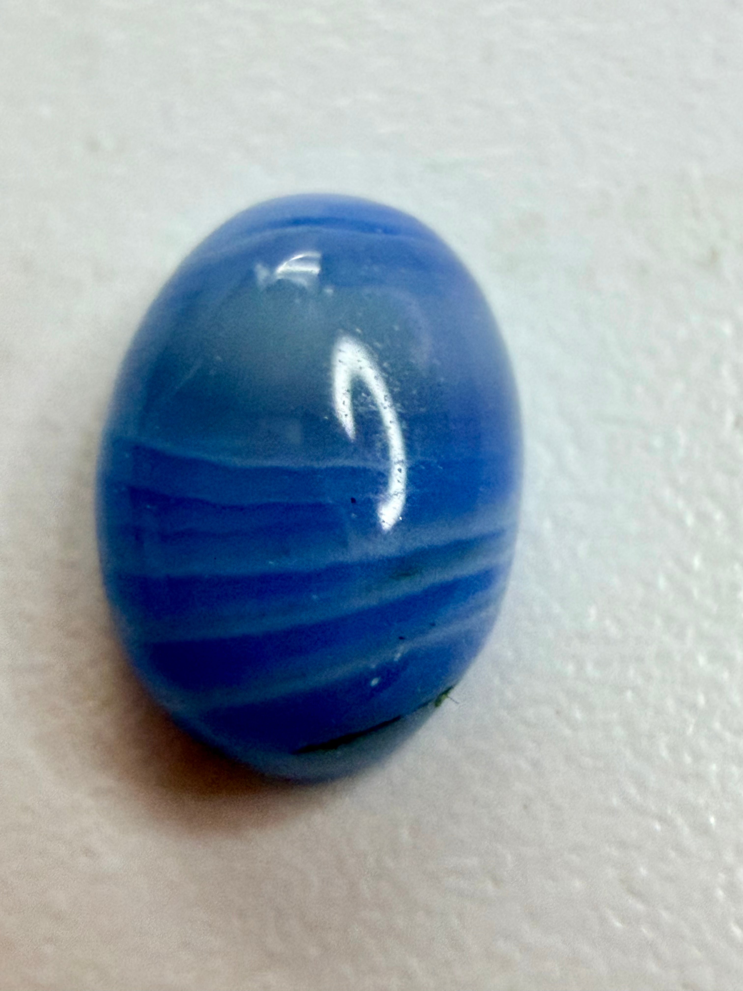Blue and White Agate Oval 7mm x 5mm