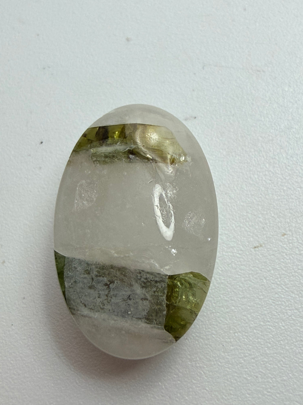 Green Tourmalinated Quartz Oval Cabochon 21mm x 13mm 16.25ct