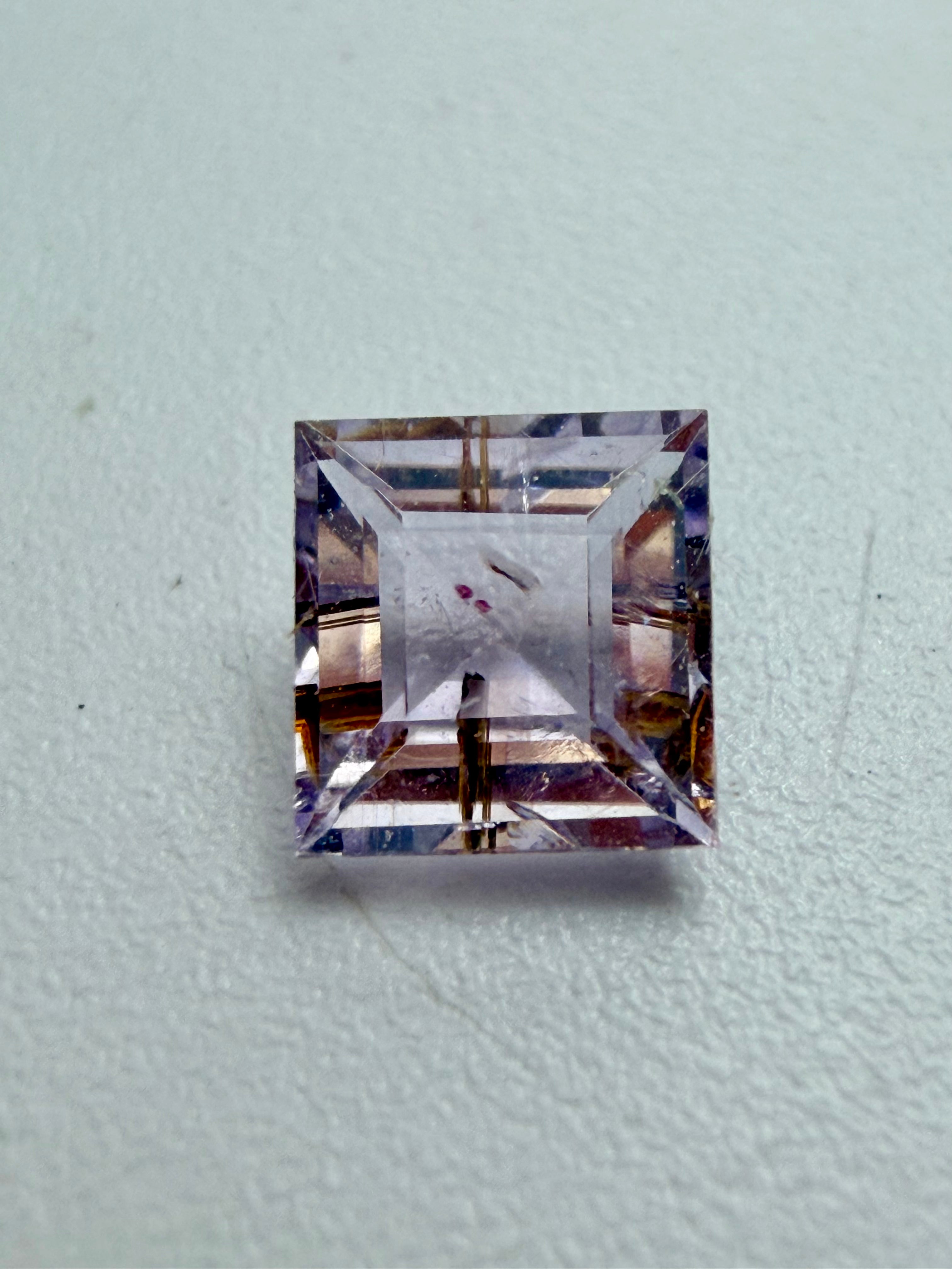 Pink Tourmaline with Rutile Inclusions Square 5mm x 5.3mm 0.66ct