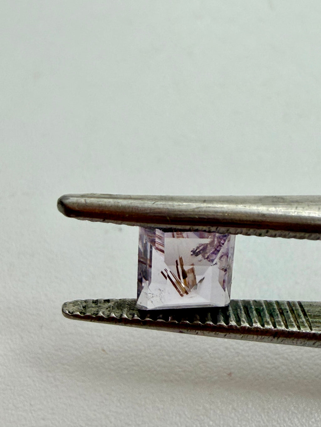 Pink Tourmaline with Rutile Inclusions Square 5mm x 5.3mm 0.66ct
