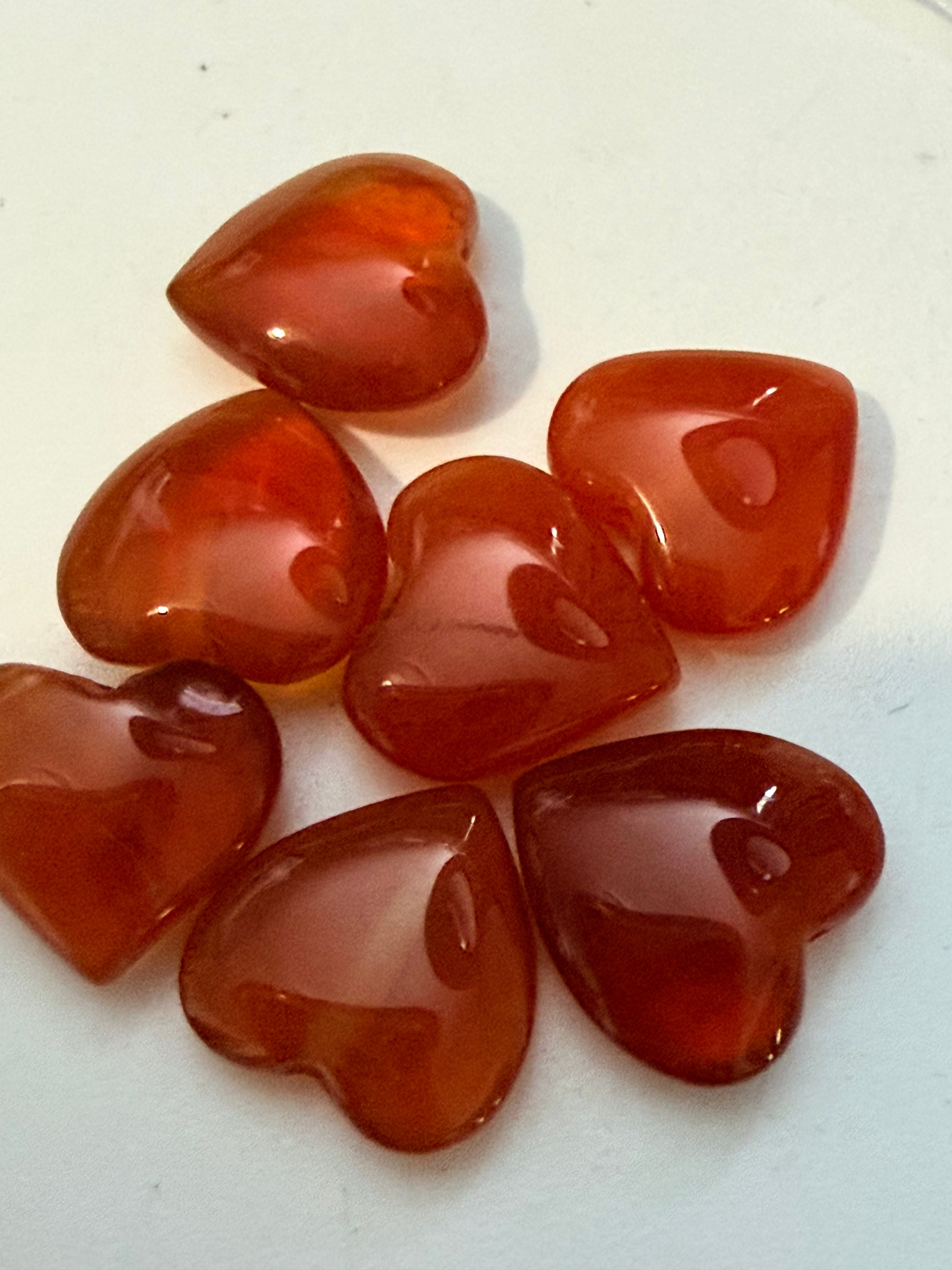 10mm Half Drilled Puffy Heart in Cornelian