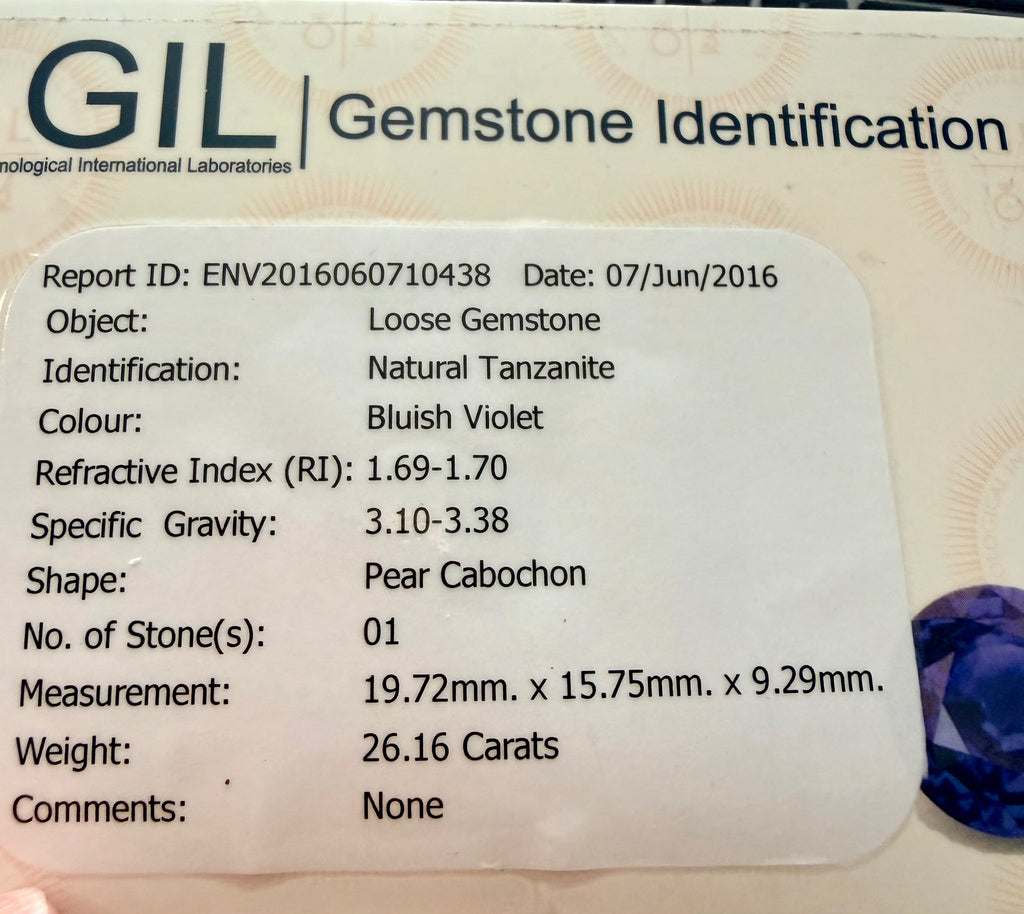 Natural Tanzanite Pear Cabochon 19.72x15.75mm 26.16cts