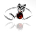 925 Sterling Silver & Baltic Amber Cat Ring – Adjustable Size M