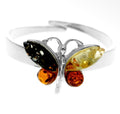 925 Sterling Silver & Baltic Amber Butterfly Ring – Adjustable size M