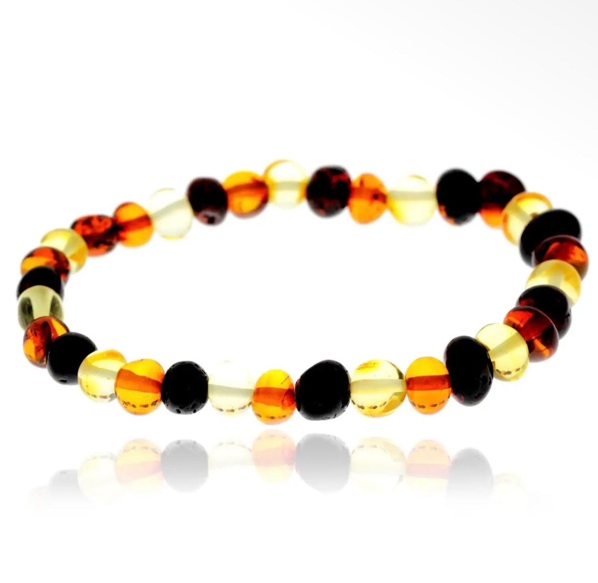 Genuine Baltic Amber Stretchy Bracelet – Mixed Colours