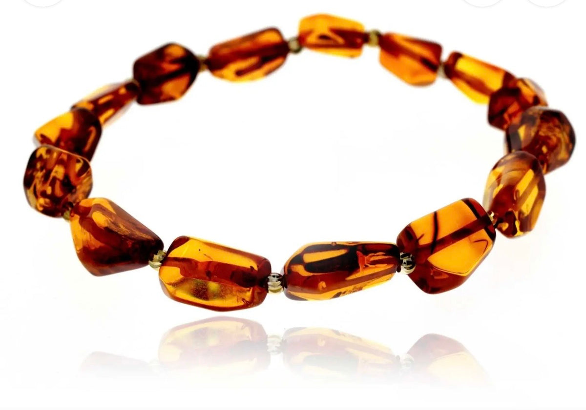 Genuine Baltic Amber Stretchy Bracelet Dark Amber