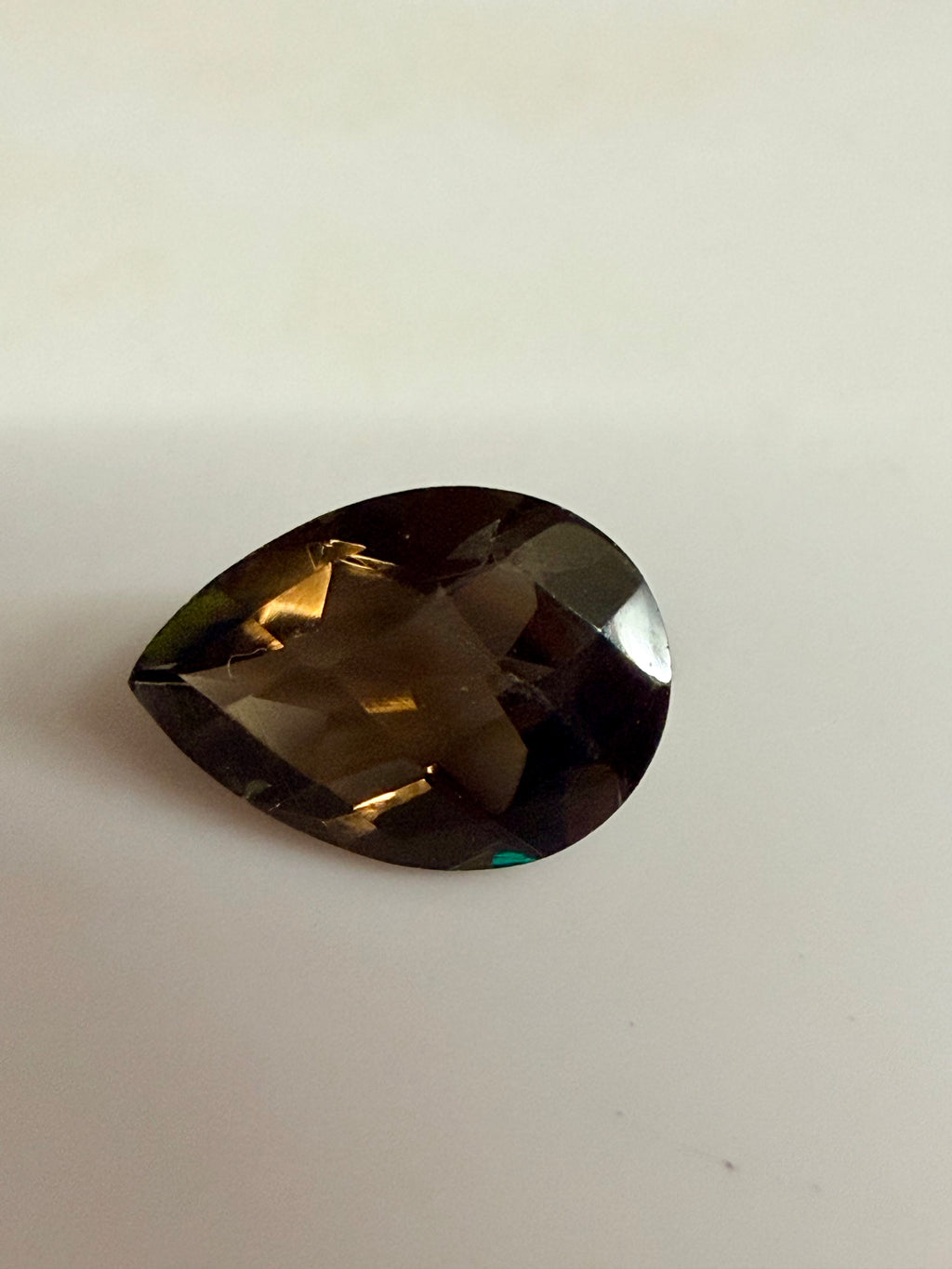 Smoky Quartz Pear Checkerboard Cut 10x7mm