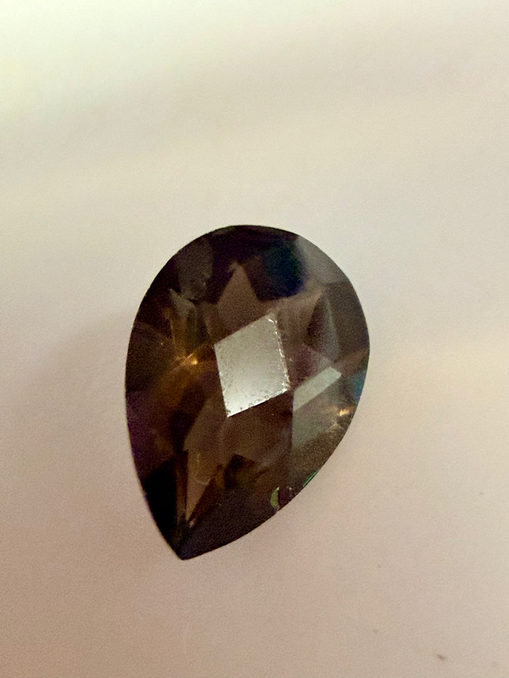 Smoky Quartz Pear Checkerboard Cut 10x7mm