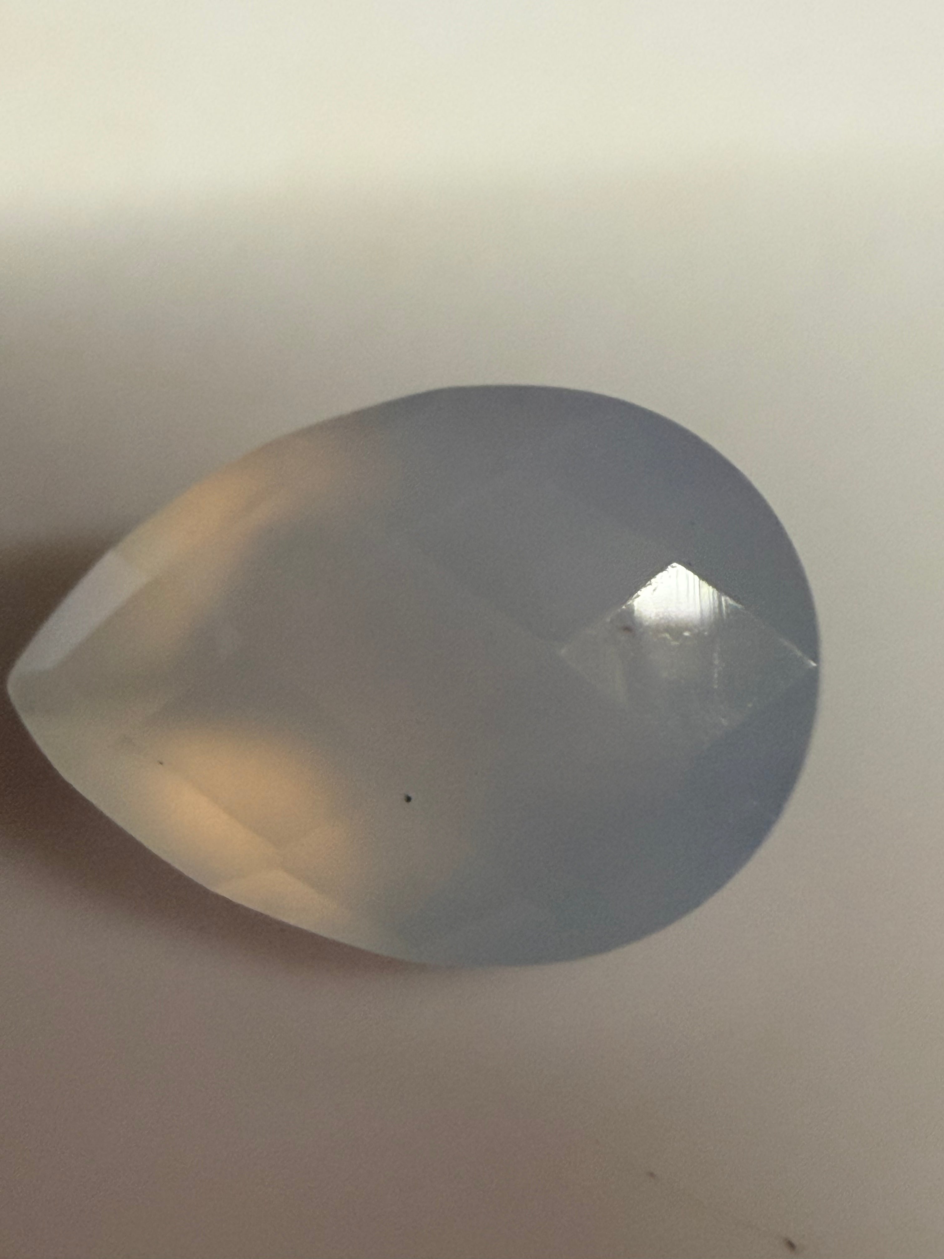 Chalcedony Pear Checkerboard Cut 12x8mm