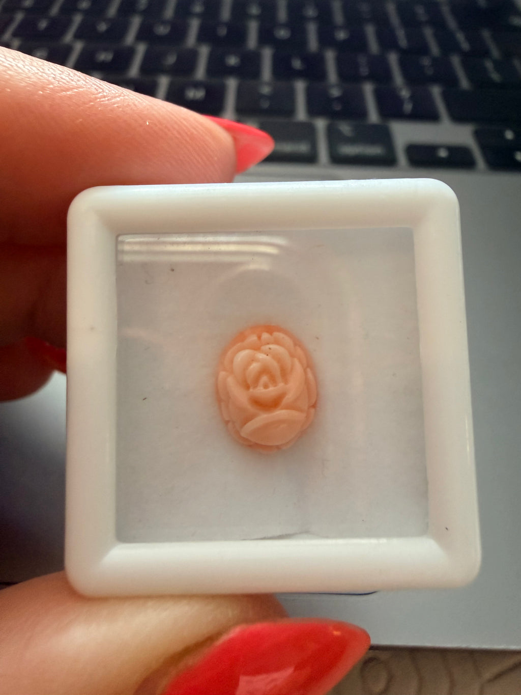 Natural Coral Carved Flower Oval 10x8.2mm 2.39cts