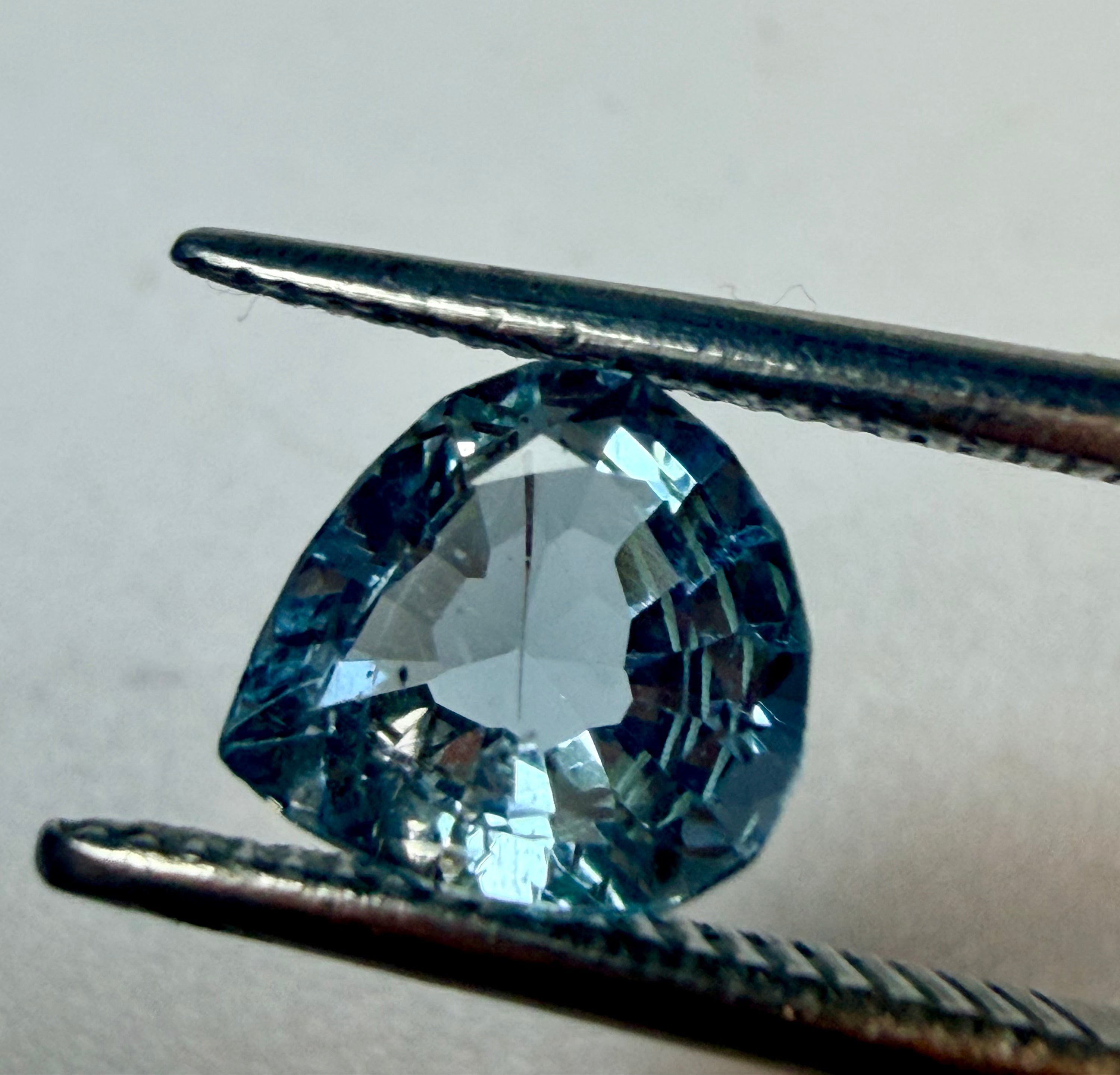Aquamarine Blue Drop Shape 7.7x7mm 1.31ct with Rutile Inclusion