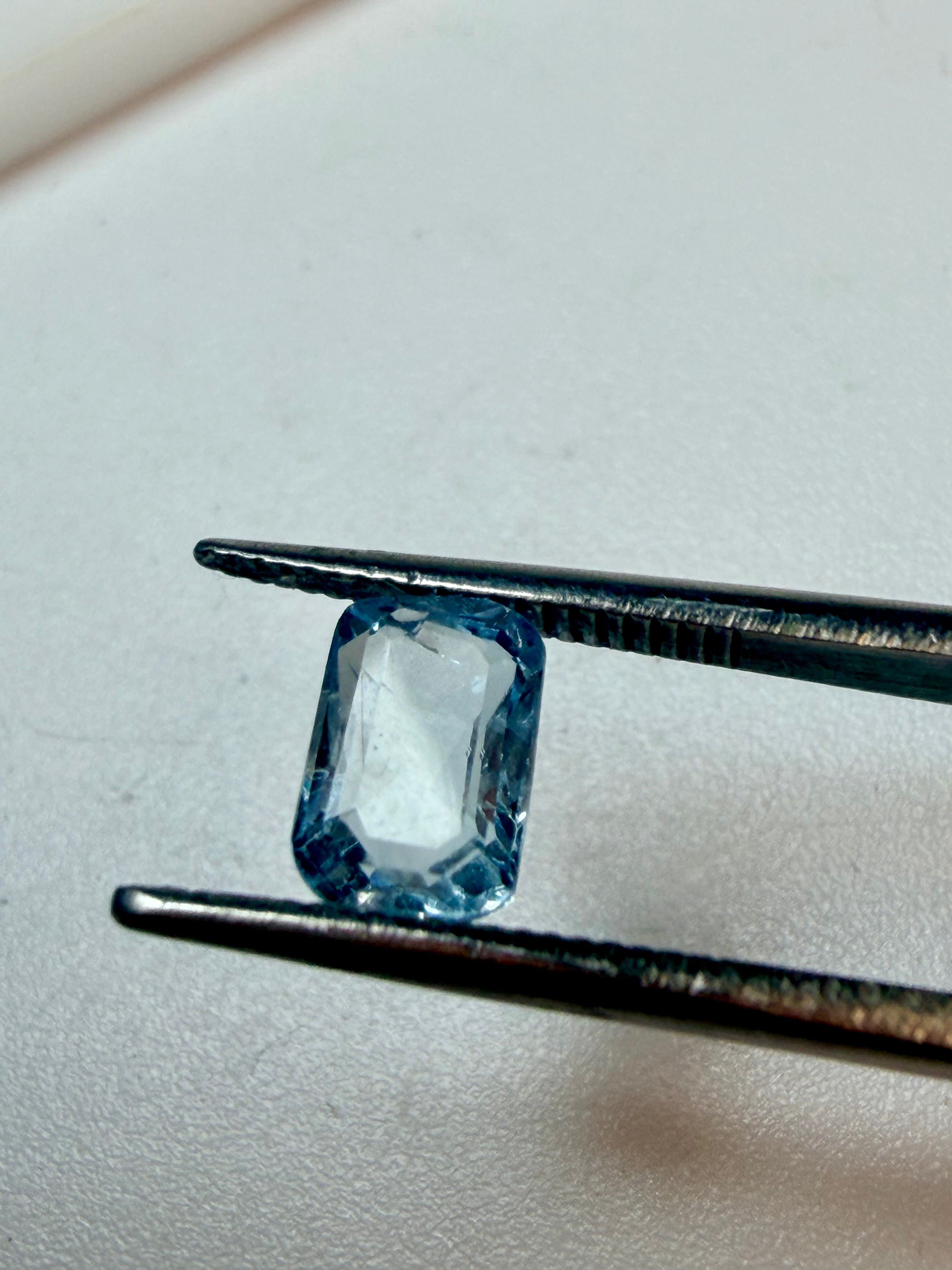 Natural Aquamarine Blue Octagon Cut 7.4x5.2mm 1.07ct