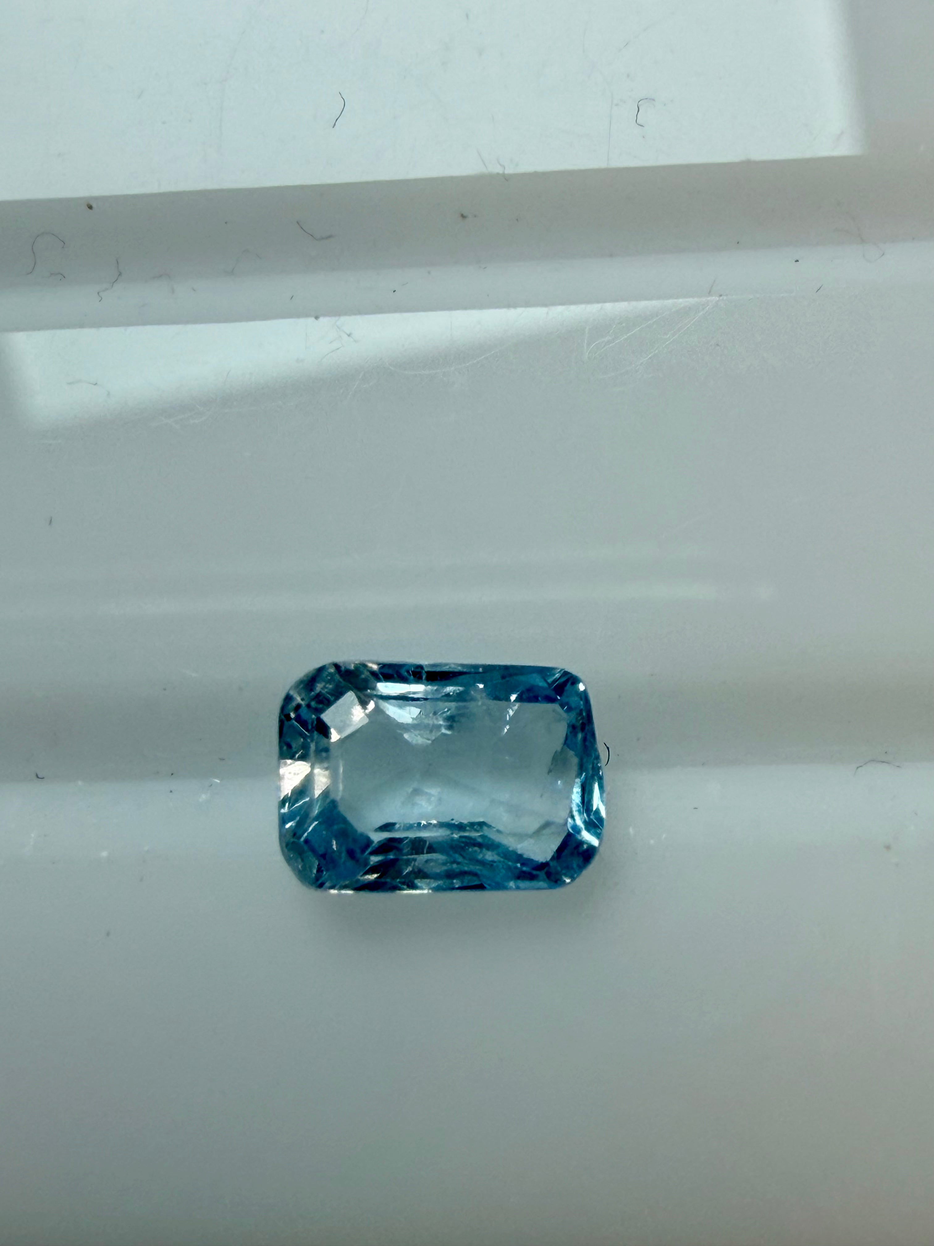 Natural Aquamarine Blue Octagon Cut 7.4x5.2mm 1.07ct