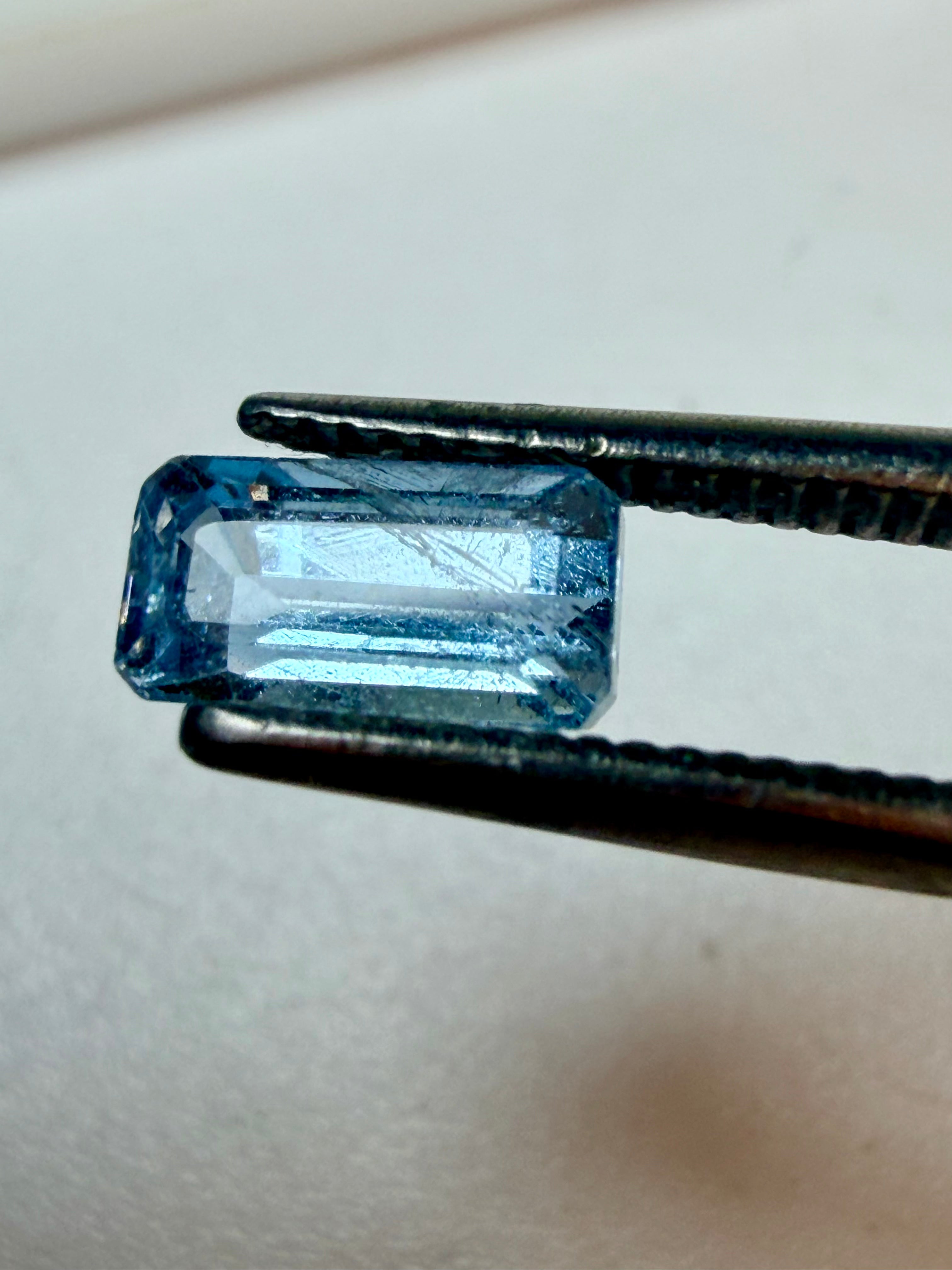 Natural Aquamarine Blue Baguette Cut 7.7x3.9mm 1.11ct
