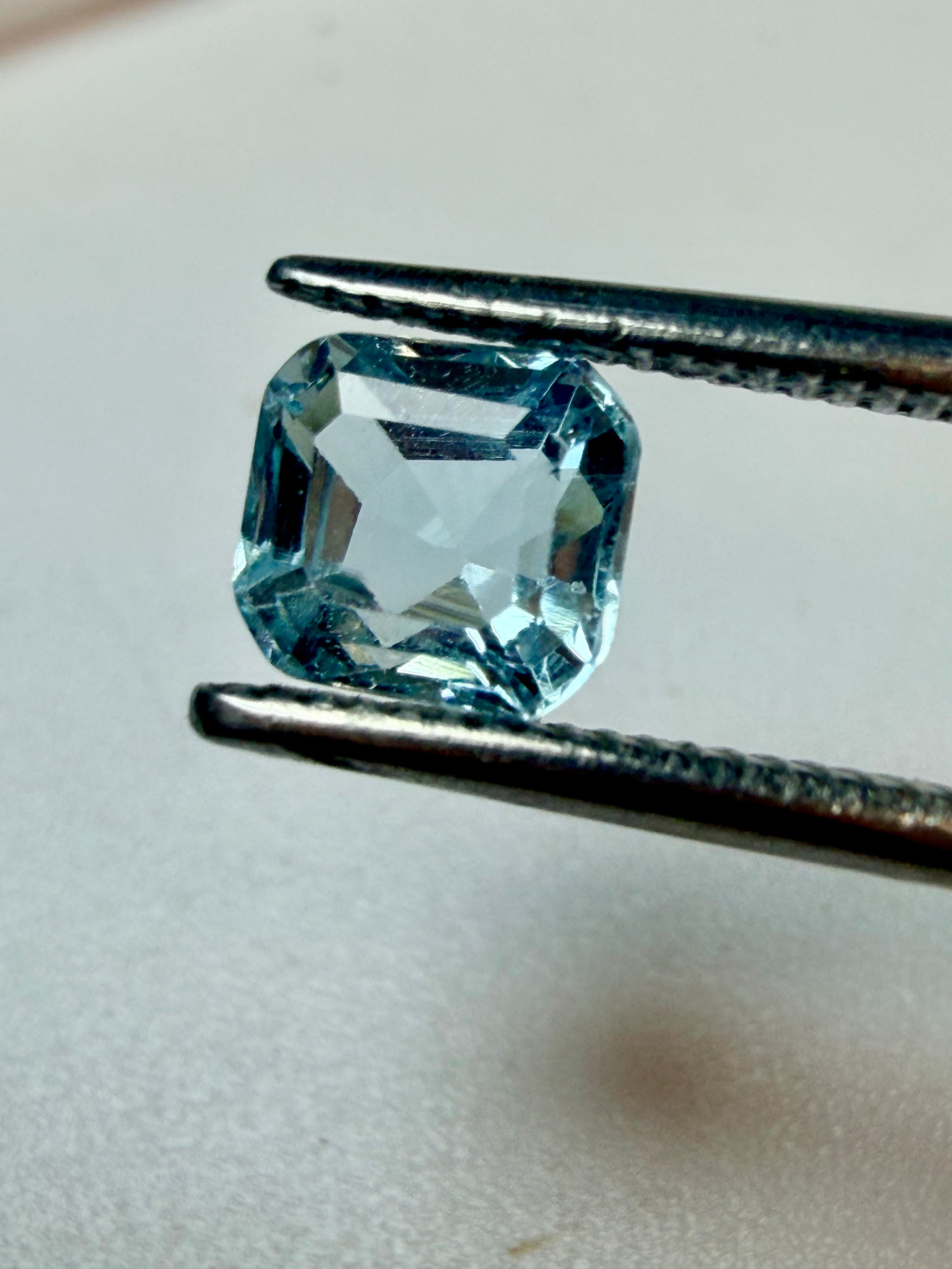 Natural Aquamarine Blue Octagon Cut 6.1x5.8mm 1.08ct