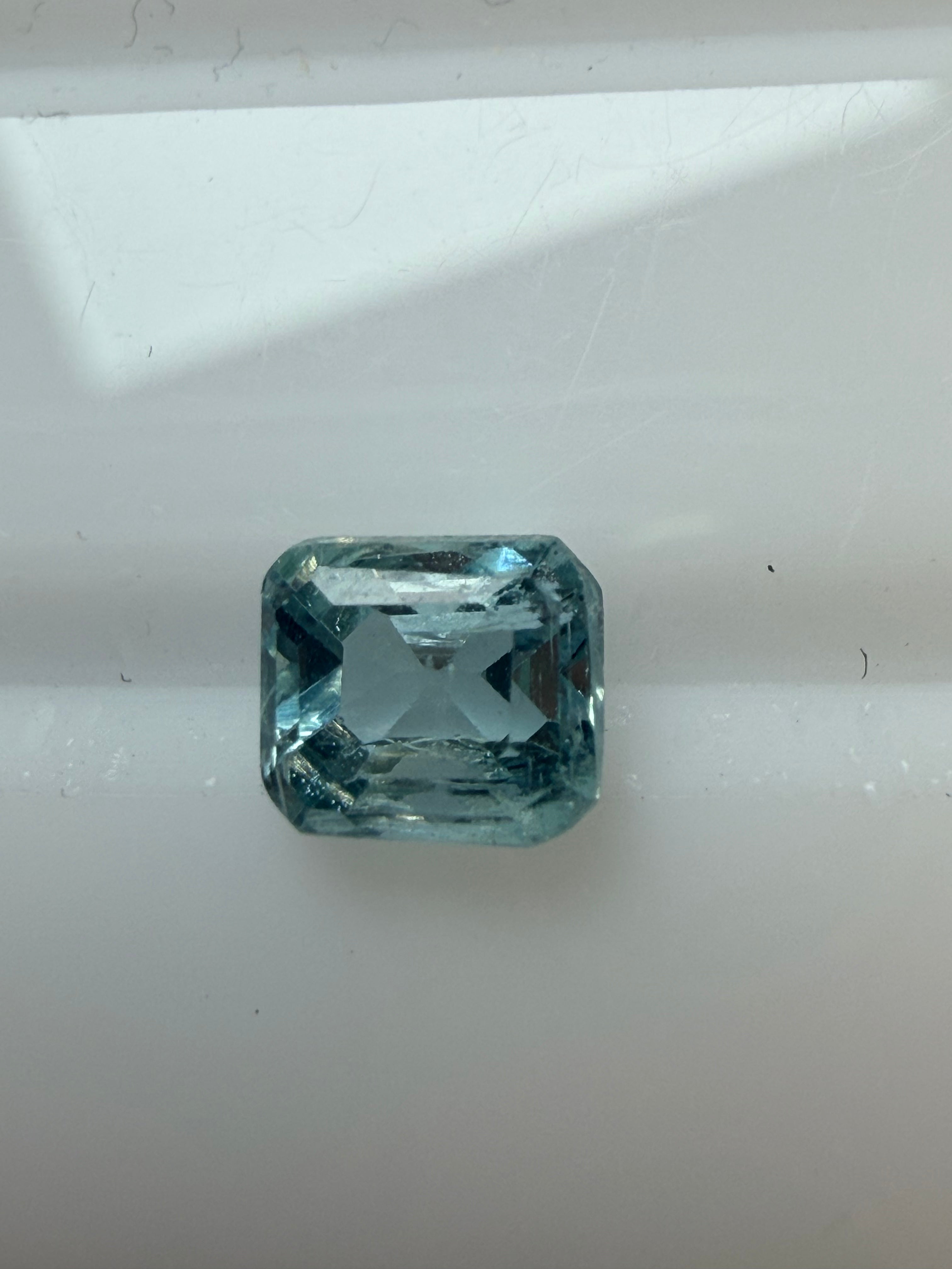 Natural Aquamarine Blue Octagon Cut 6x5.4mm 1.11ct