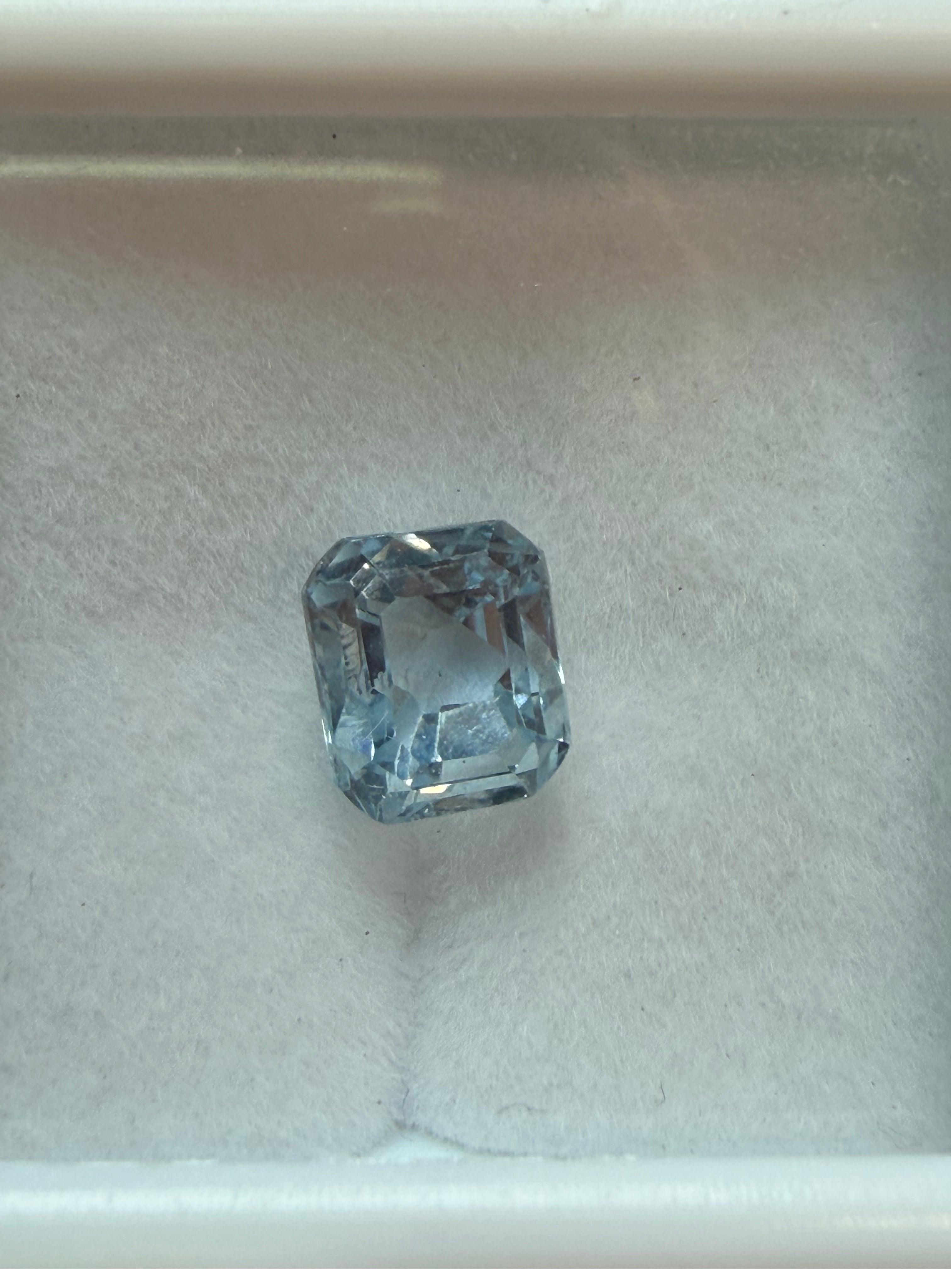 Natural Aquamarine Blue Octagon Cut 6.5x5.6mm 1.35ct