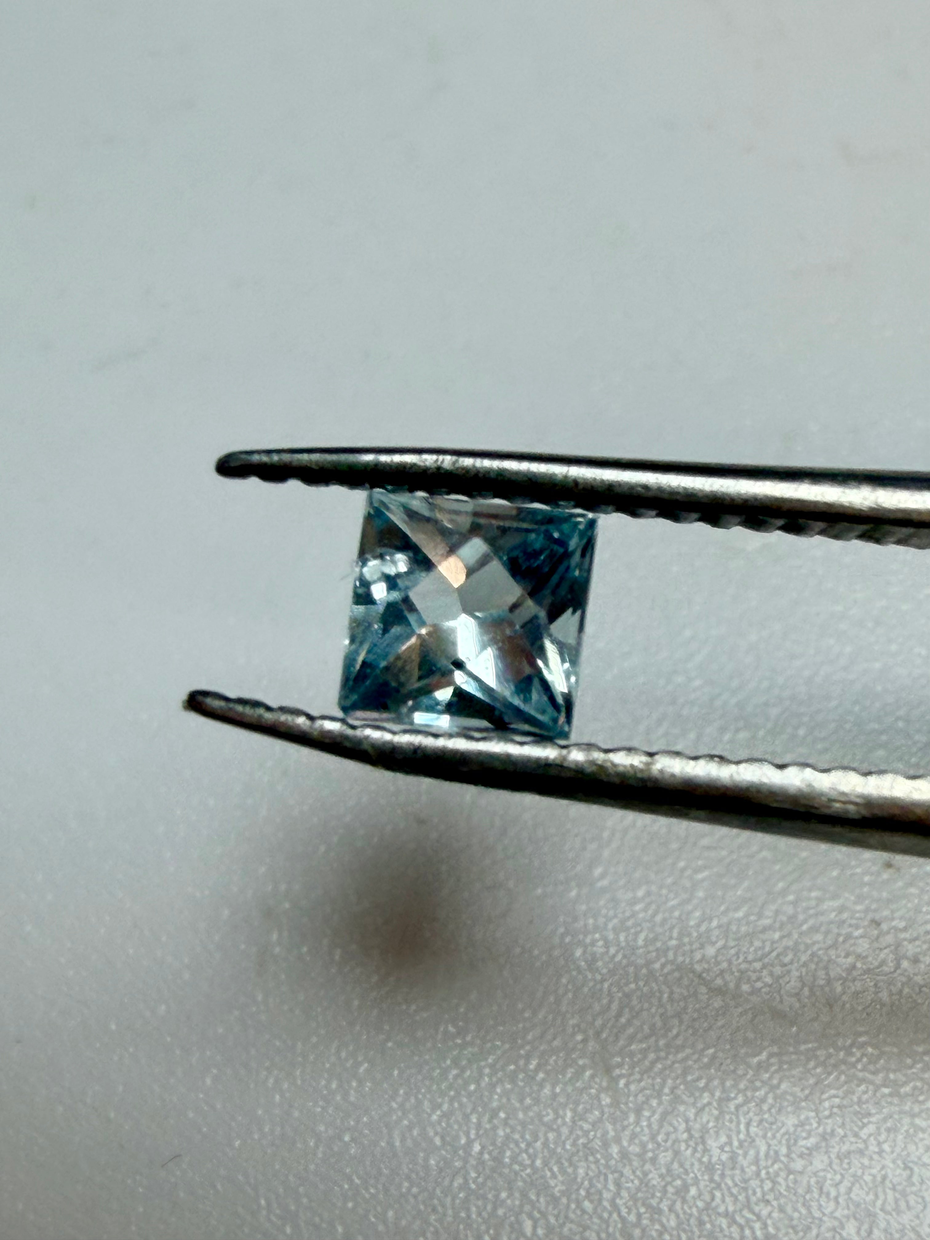 Natural Aquamarine Blue Square French Cut 4.5mm 0.45ct