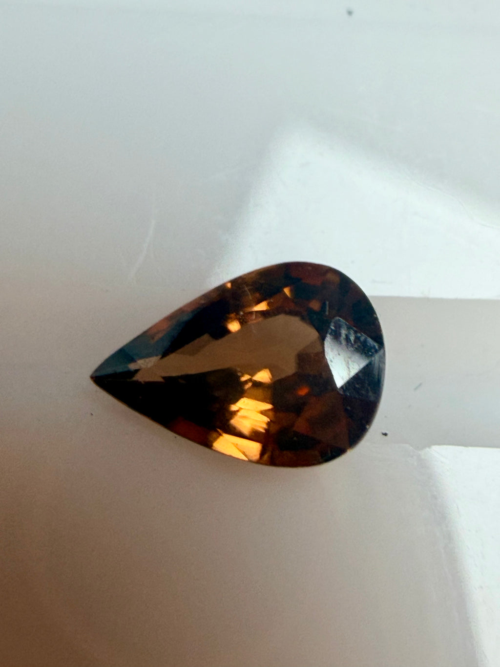 Zircon Red-Orange Pear Gemstone 8.2x5.6mm 1.25ct