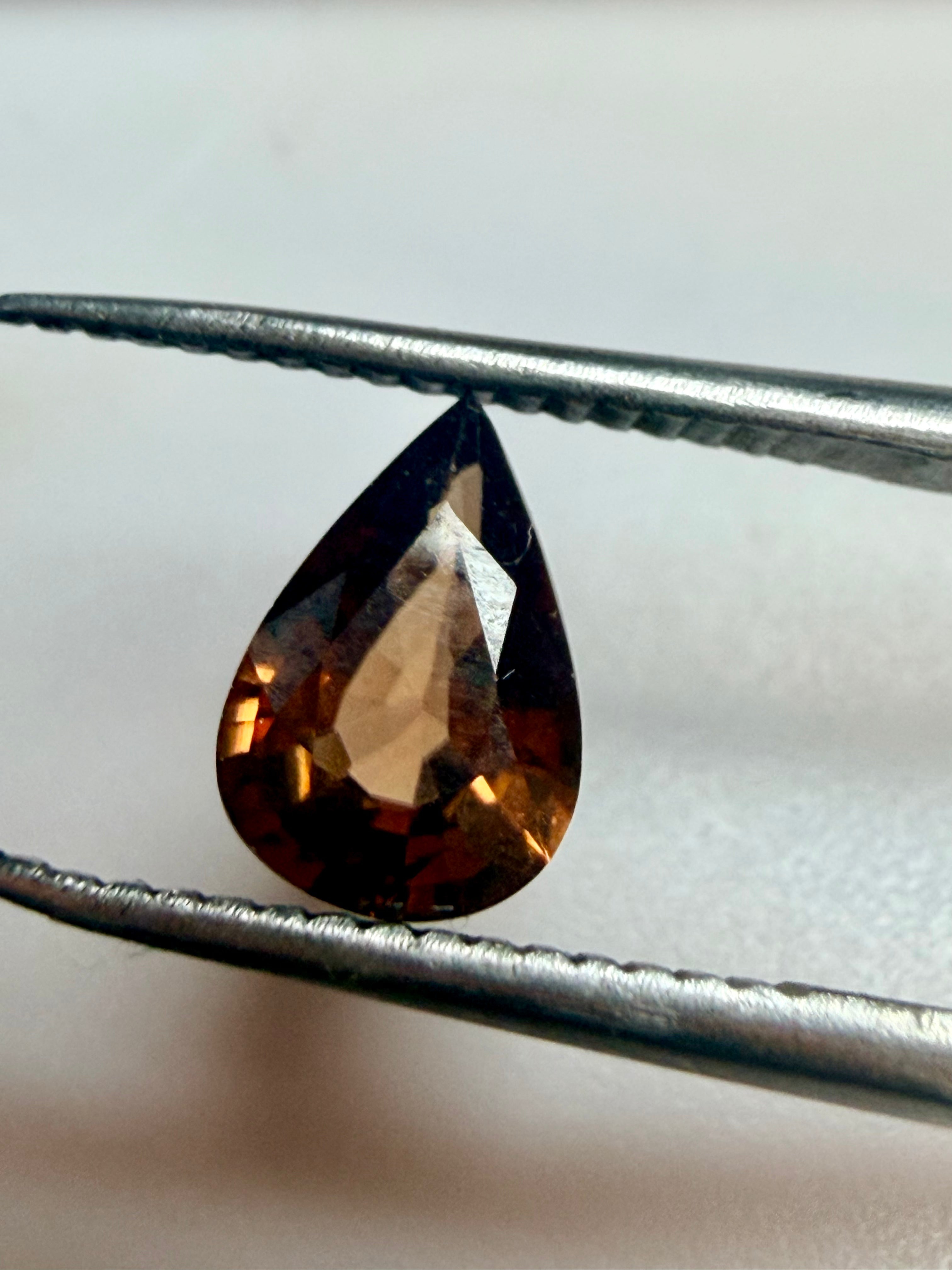 Zircon Red-Orange Pear Gemstone 8.2x5.6mm 1.25ct