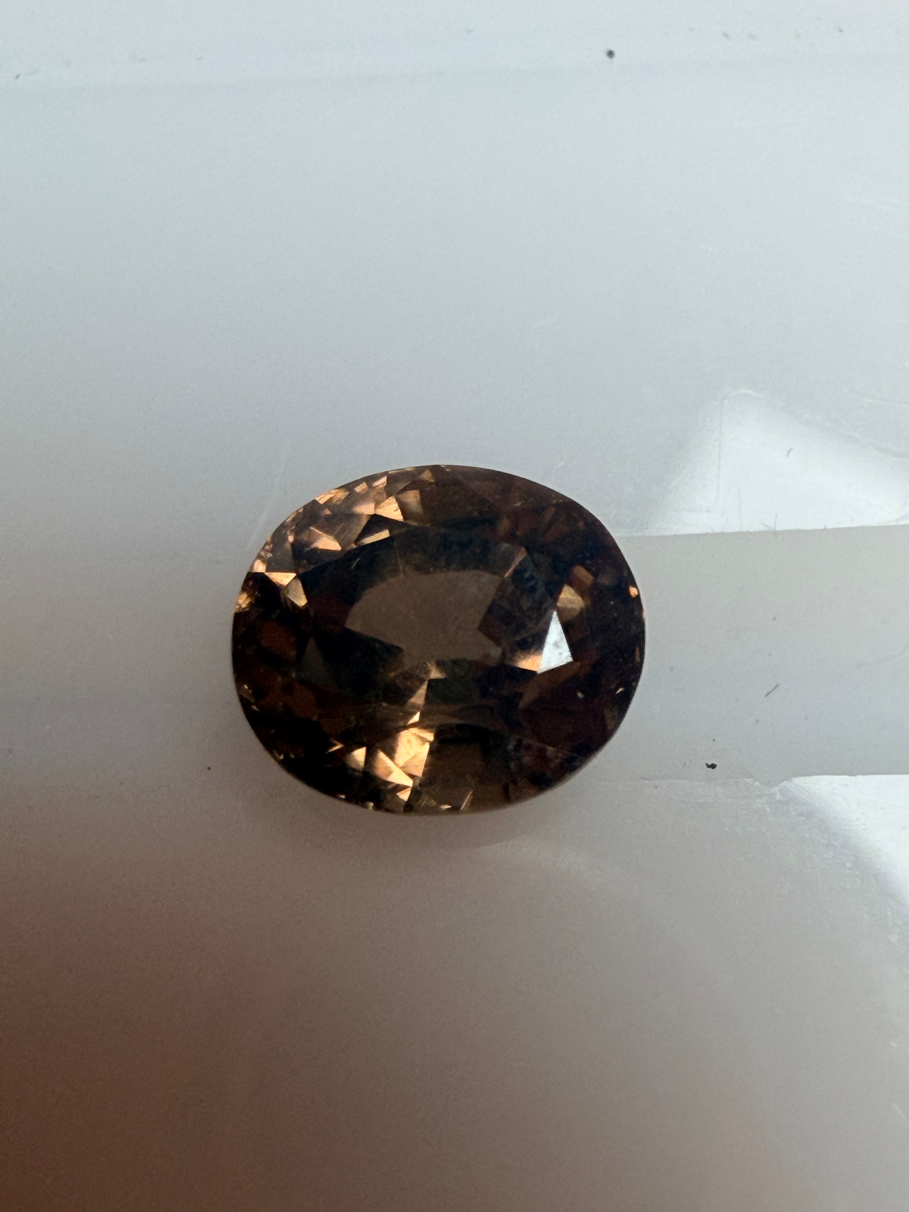 Zircon Brown Oval Gemstone 6.5x5.7mm 1.59ct