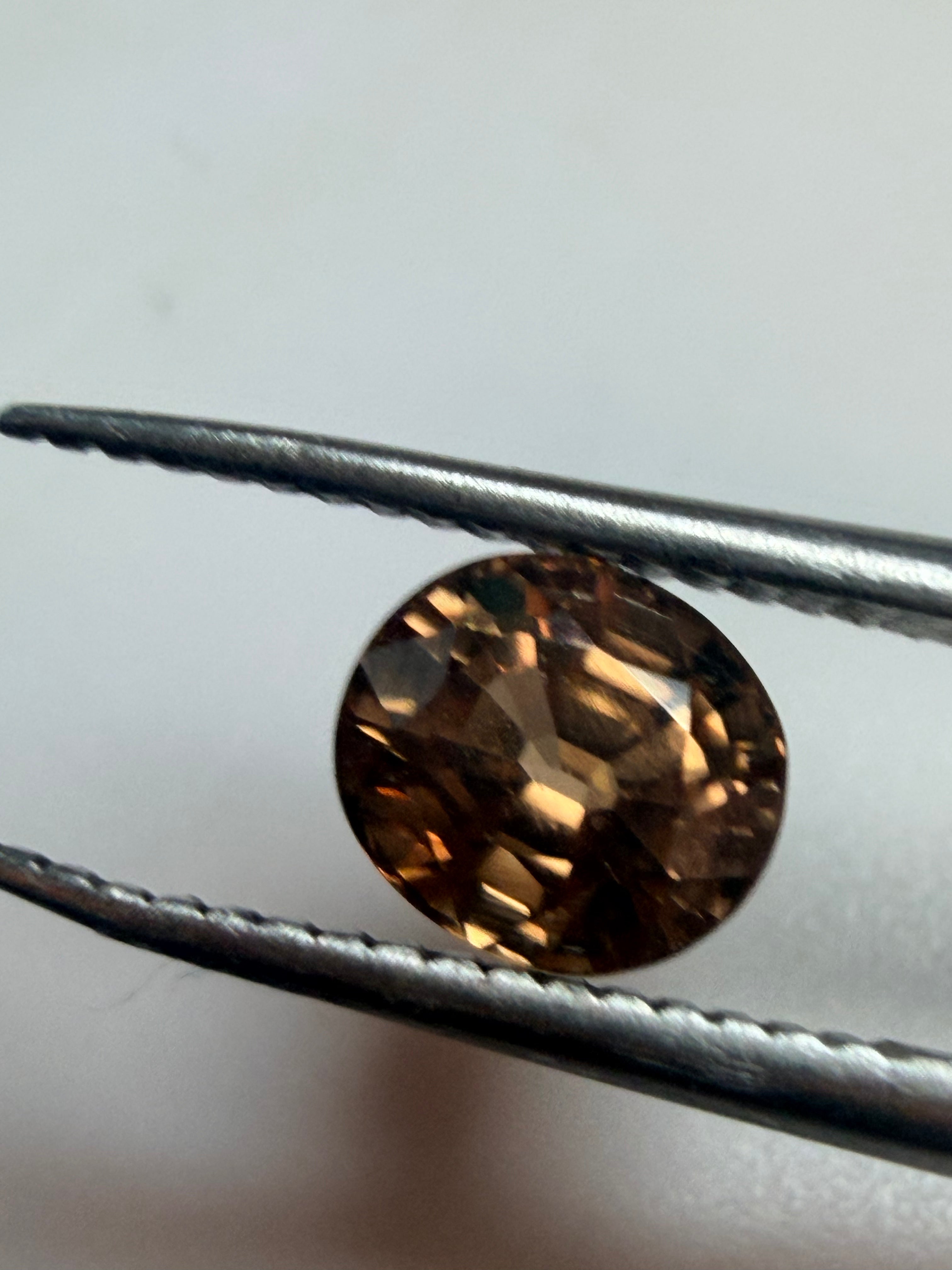 Zircon Brown Oval Gemstone 6.5x5.7mm 1.59ct
