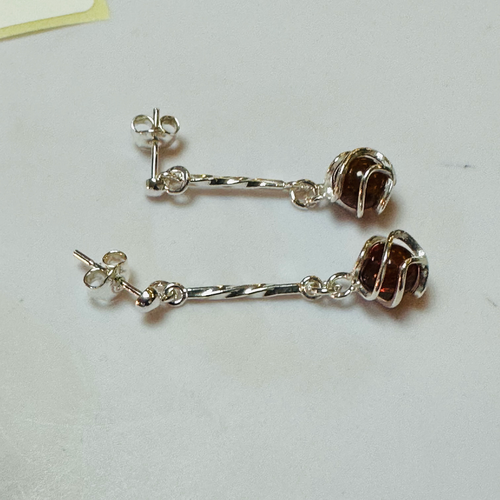 Sterling silver Amber long drop earrings  image 4