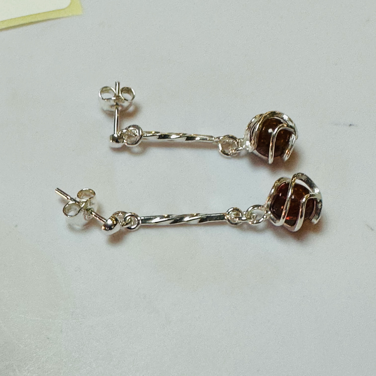 Sterling silver Amber long drop earrings  image 4