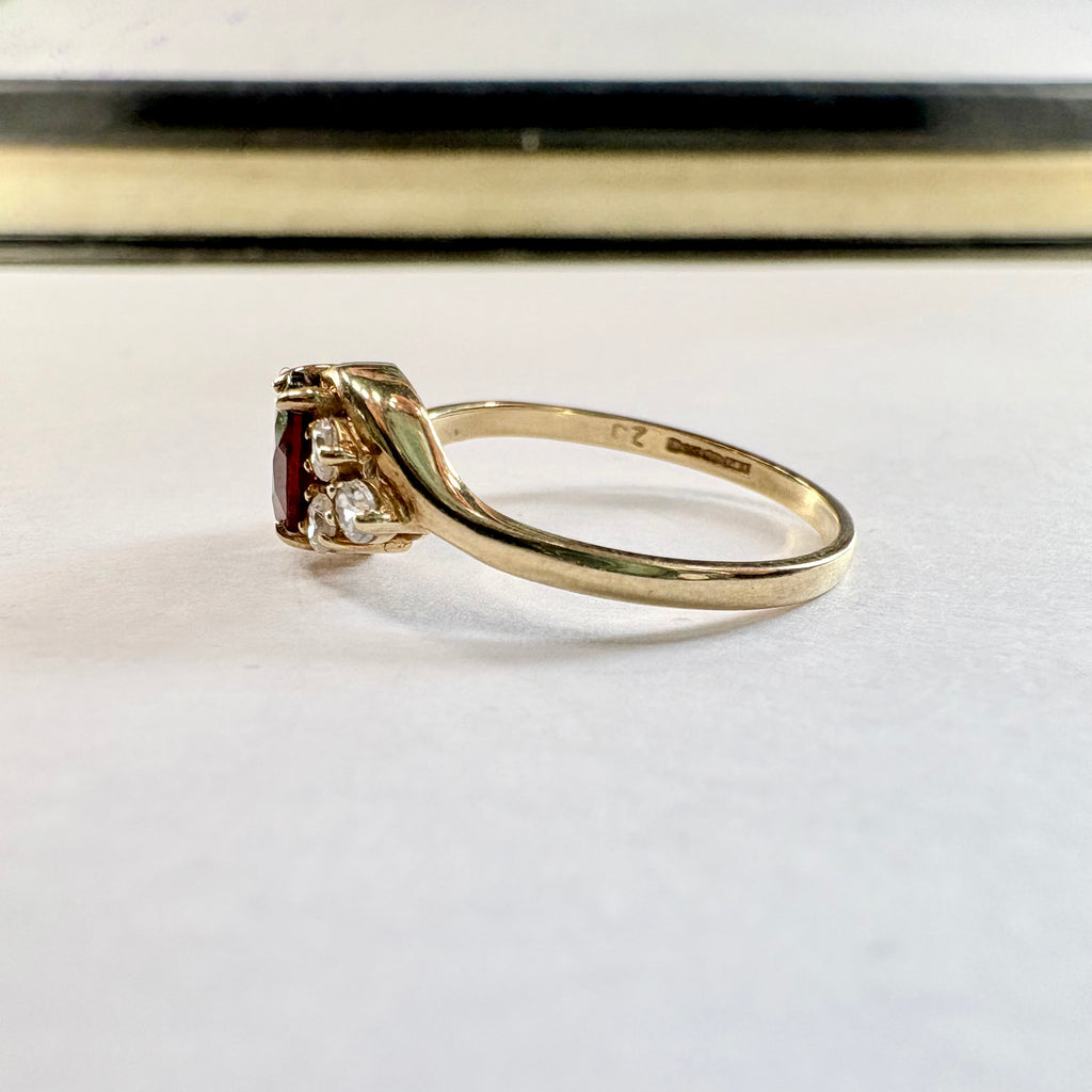 9ct Yellow gold hessonite Garnet Ring M3/4  image 1