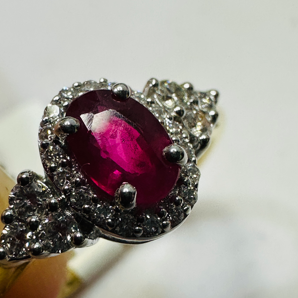 NEW 18ct Ruby and Diamond Ring Size N image 1
