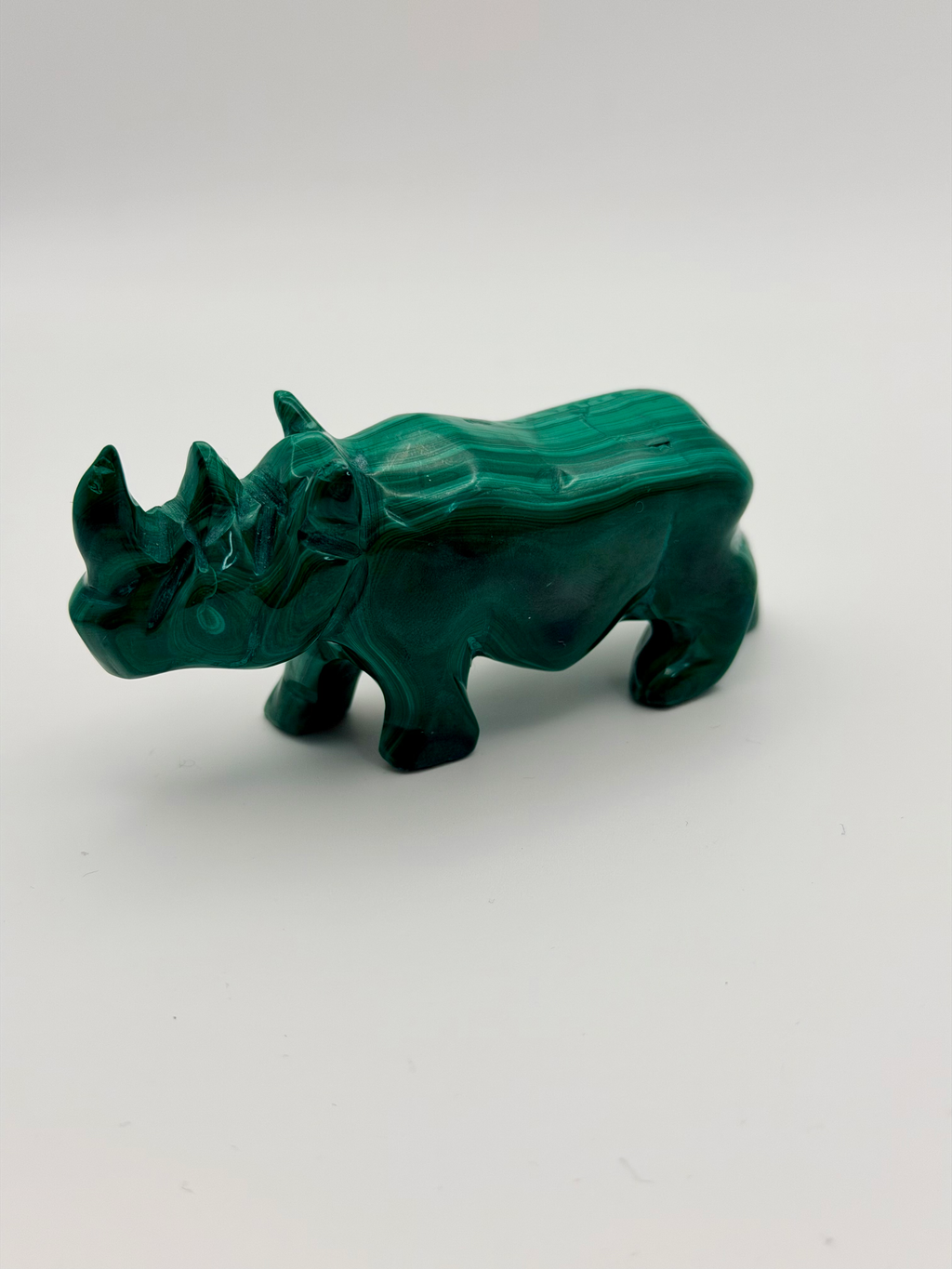 Malachite Carving of a Rhino 79mm across 121g image 2
