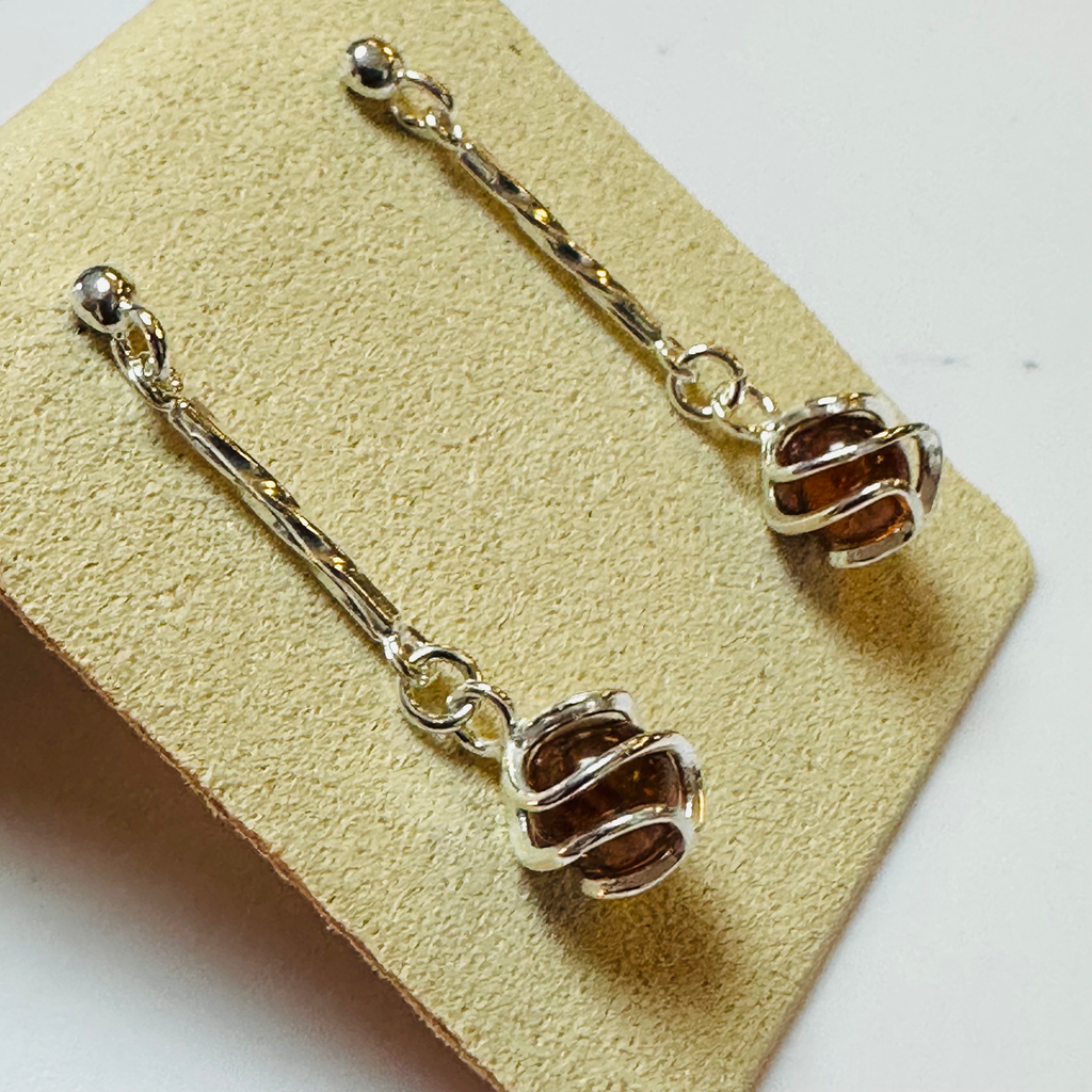 Sterling silver Amber long drop earrings  image 8