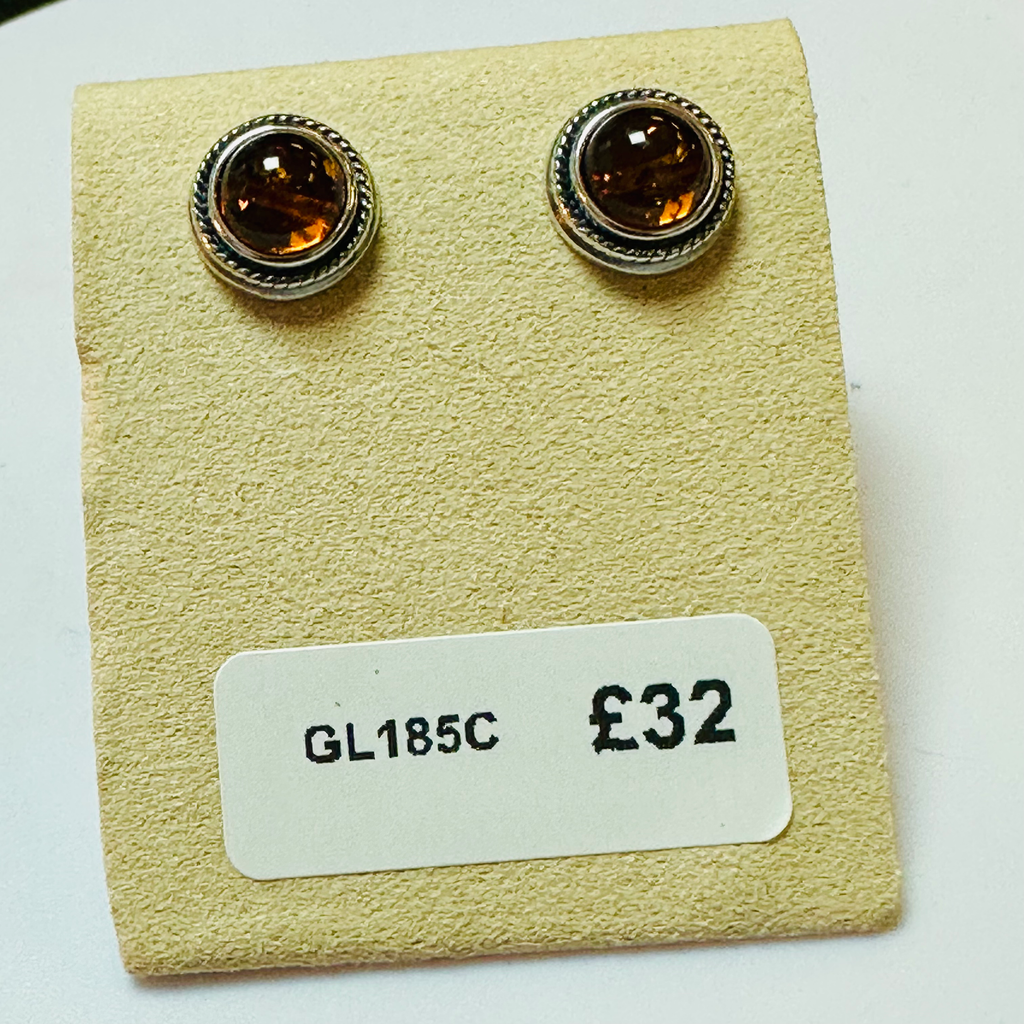 Sterling silver Amber stud earrings image 6