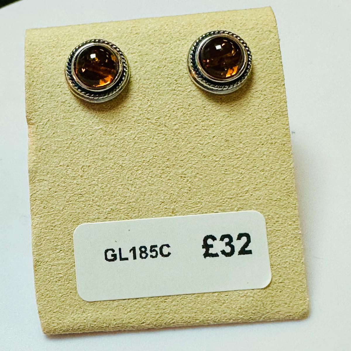 Sterling silver Amber stud earrings image 6