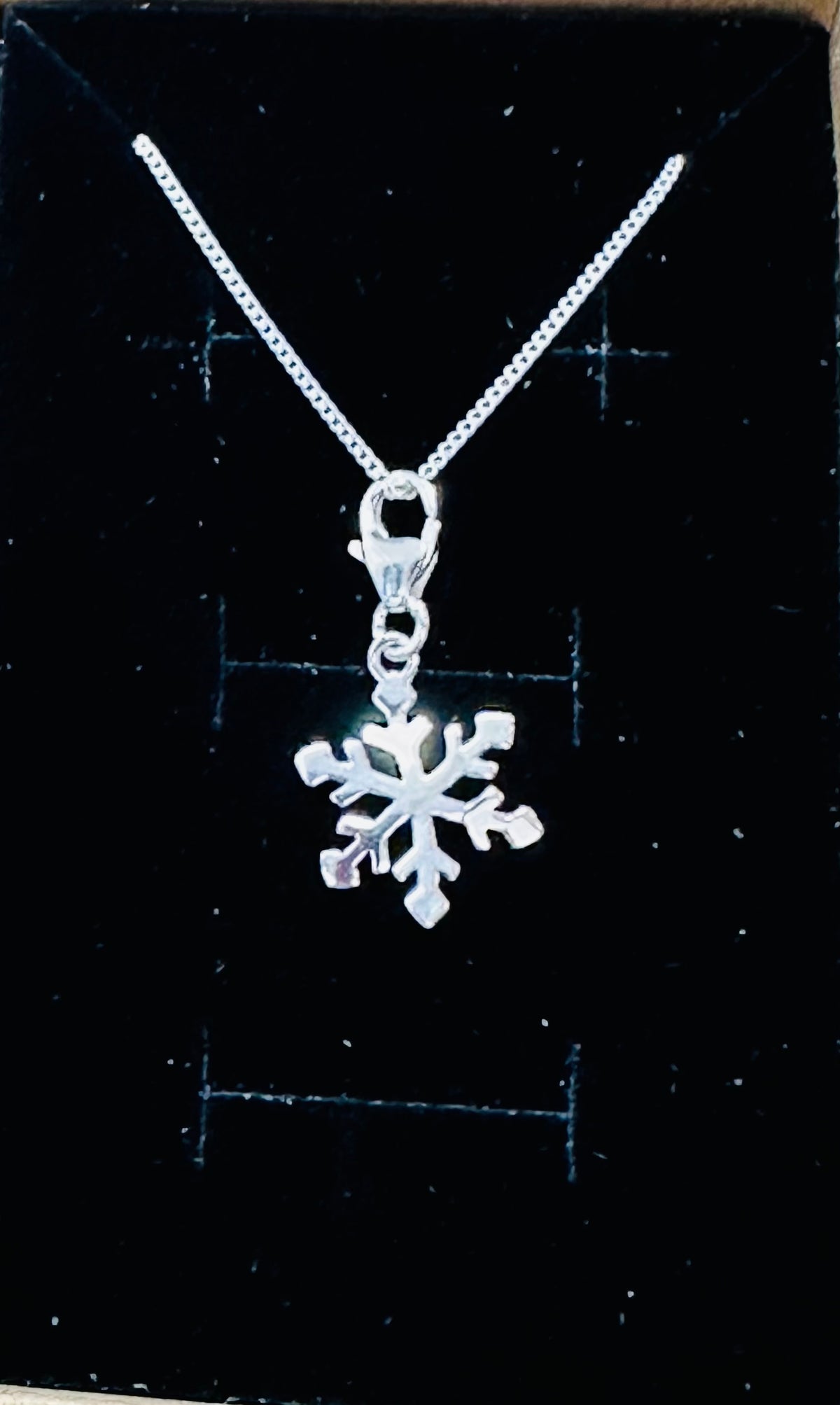 Sterking silver snowflake charm with 16 chain 925 image 0