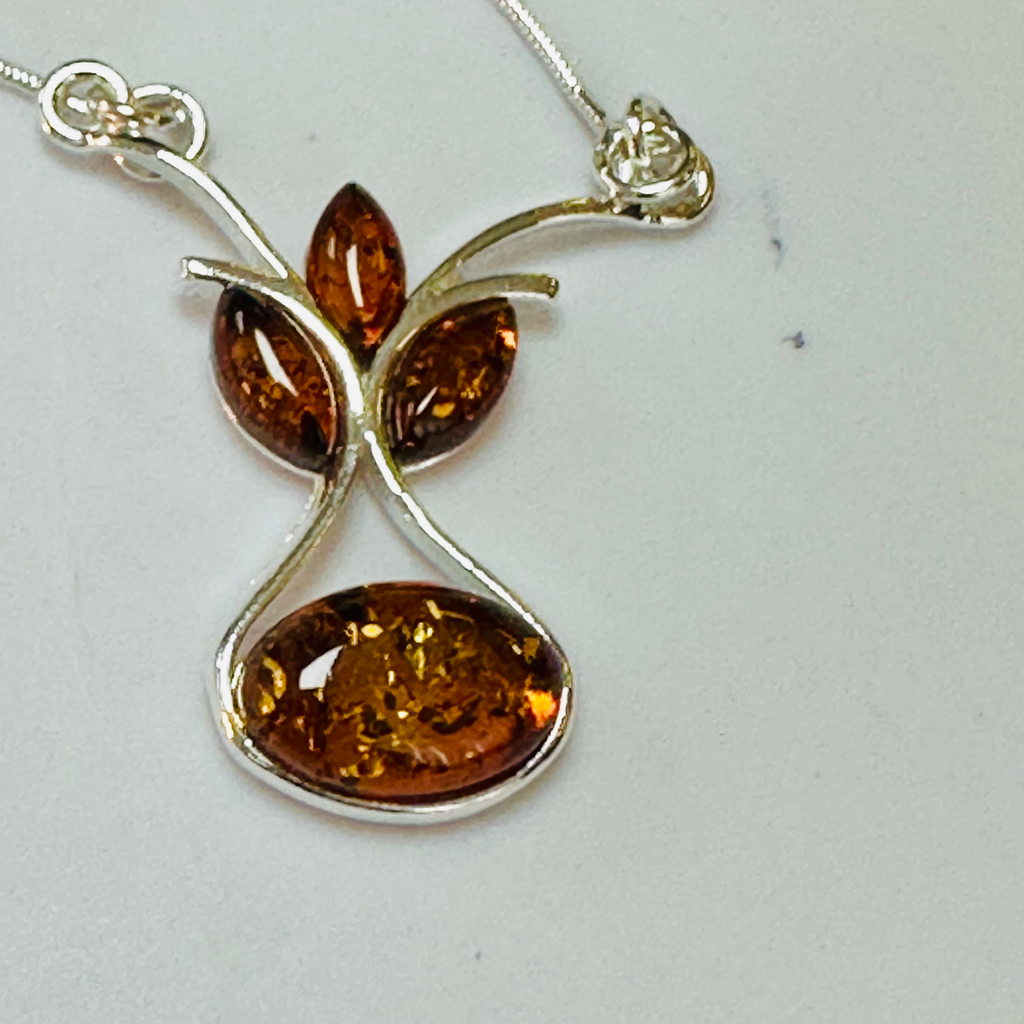 Sterling silver Amber necklace 18inch image 5