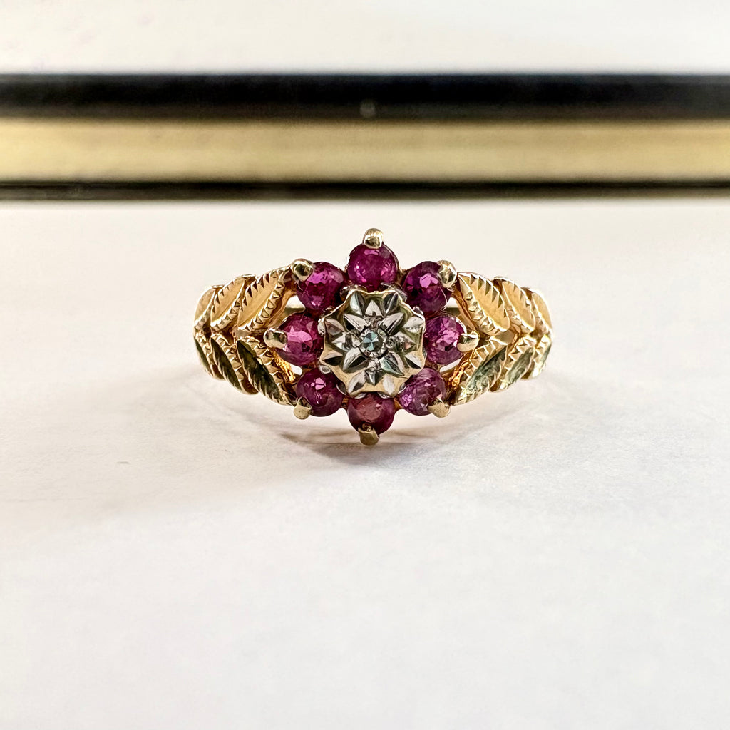 9ct yellow gold pink Sapphire and diamond Ring K1/2 image 0