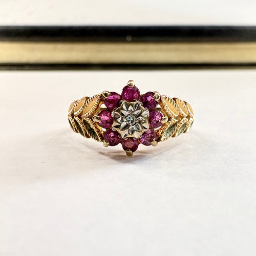 9ct yellow gold pink Sapphire and diamond Ring K1/2 image 0