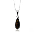 925 Sterling Silver & Genuine Baltic Amber Modern Teardrop Pendant image 0
