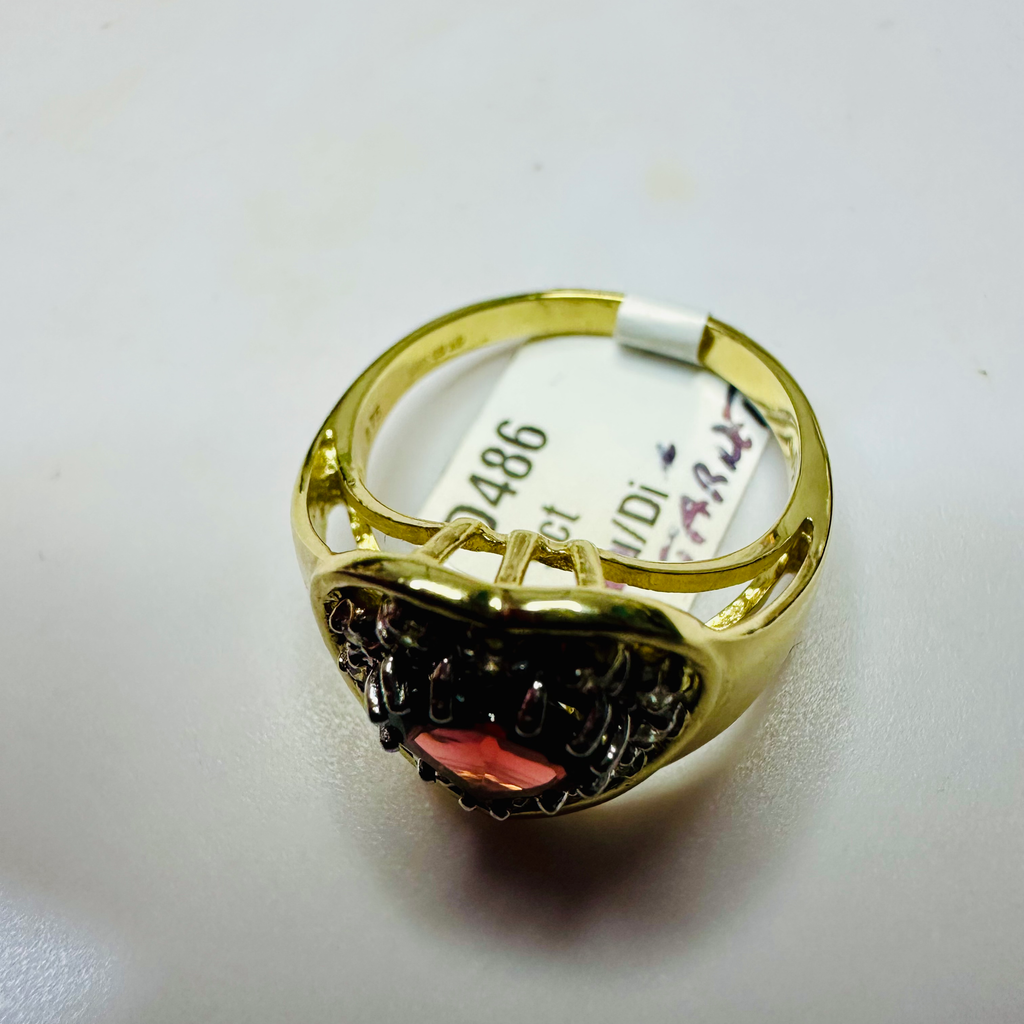 NEW 9ct Garnet and Diamond Heart Ring Size P image 4