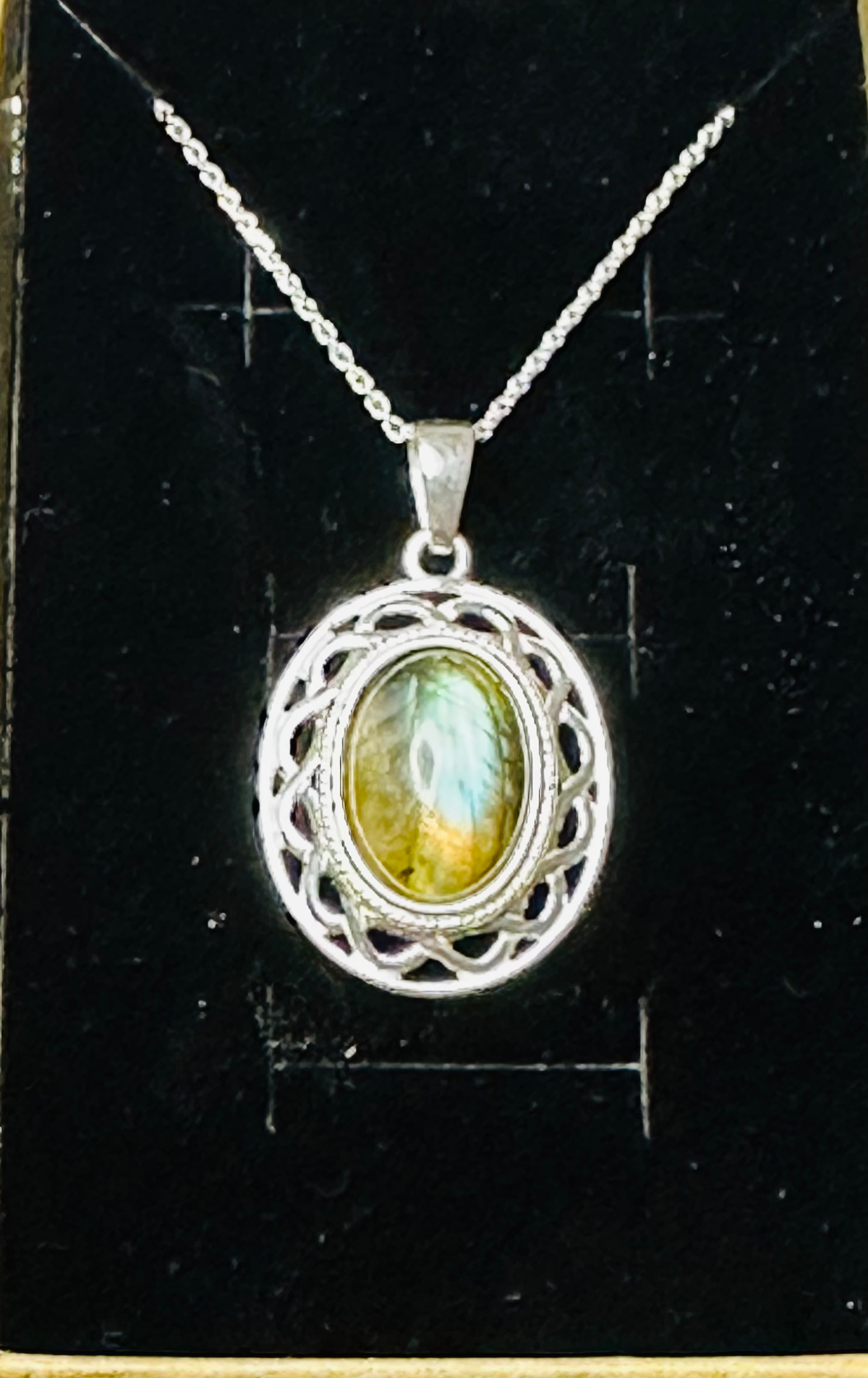 New  Labradorite 10x8 Sterling silver 18inch chain image 1