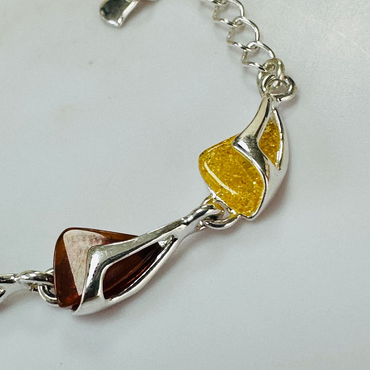 New Sterling silver 3 Amber colour Bracelet image 2