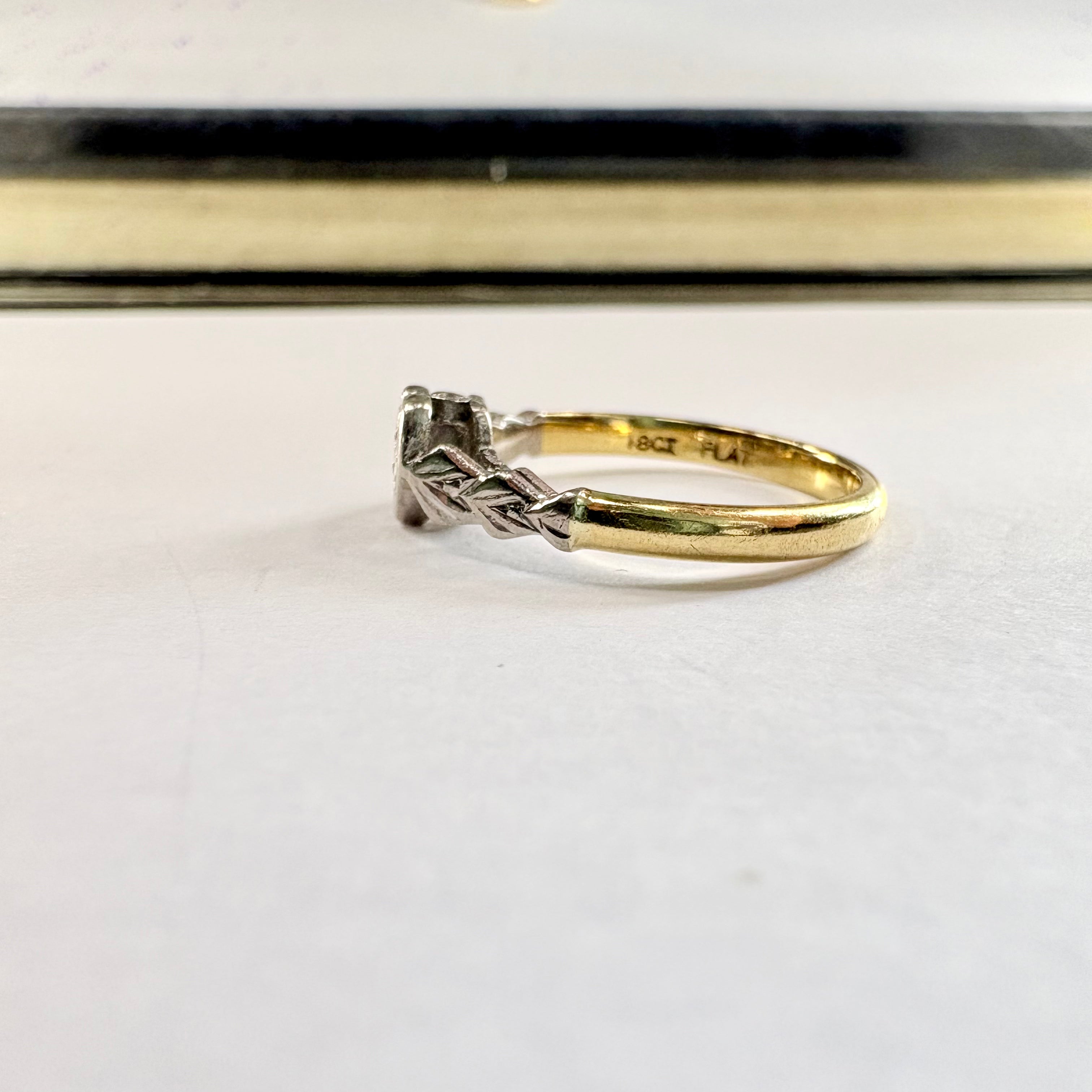 18ct yellow gold and Platinum Diamond Ring Size Mi image 1