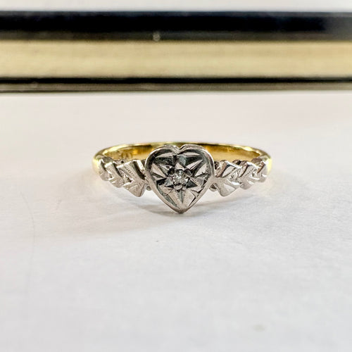 18ct yellow gold and Platinum Diamond Ring Size Mi image 0