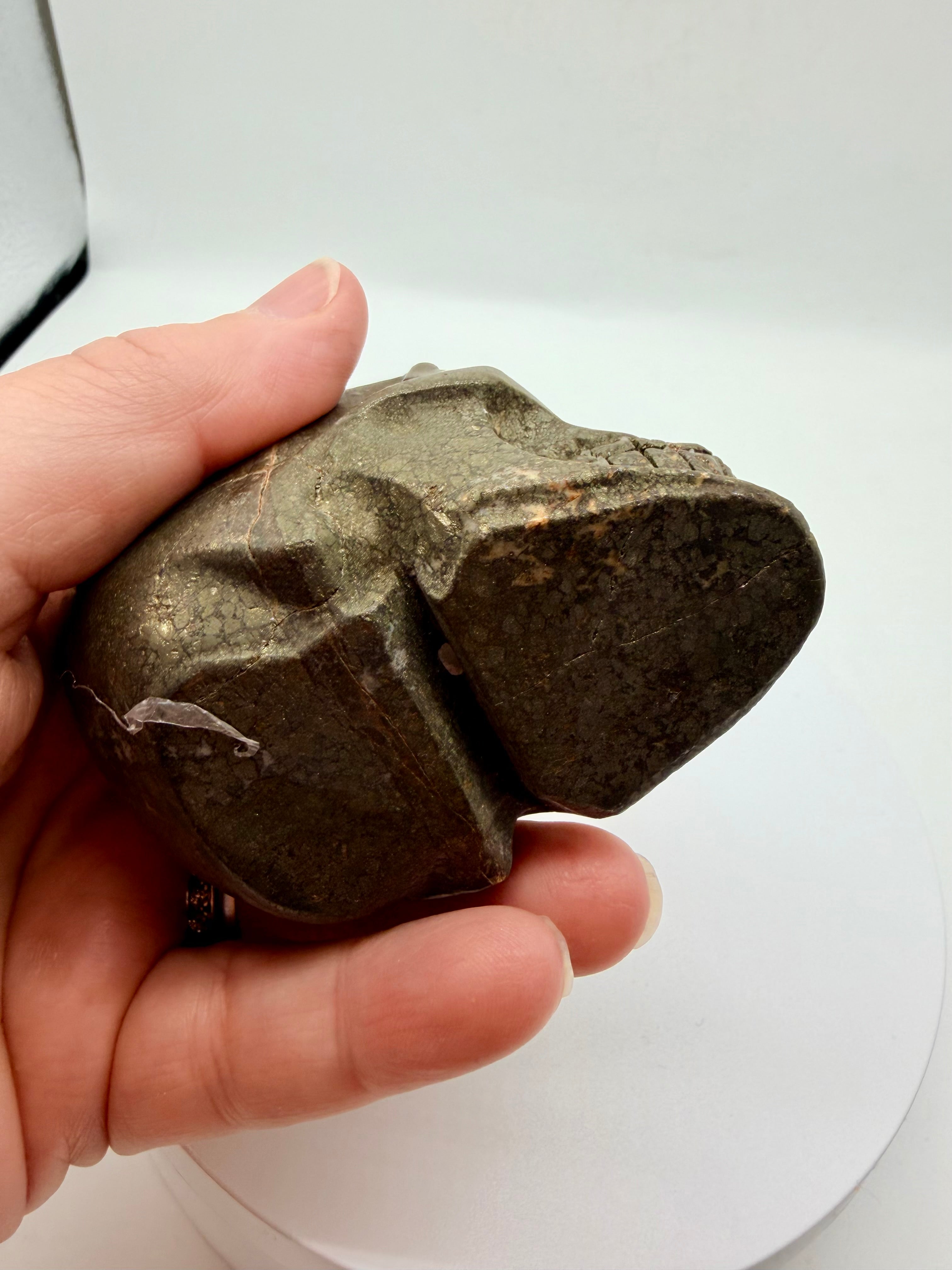 Pyrite carved Skull 6cm high heavy 54g nice model image 9